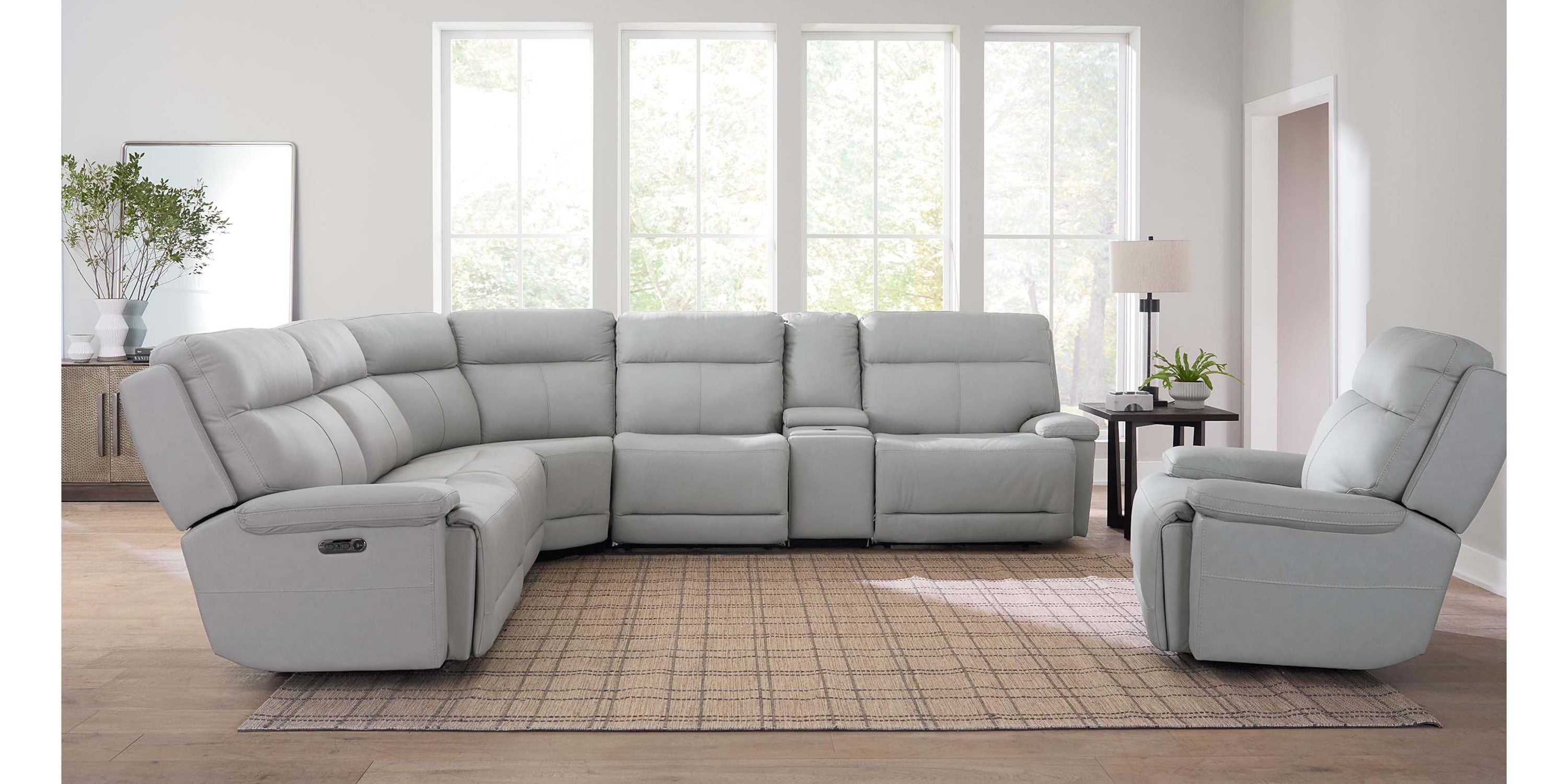 Fletcher Leather Power Reclining Sectional Bassett