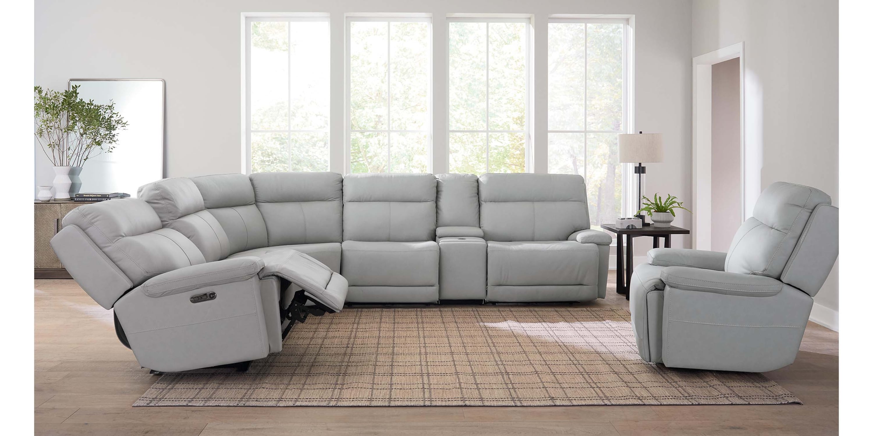 Fletcher Leather Power Reclining Sectional Bassett