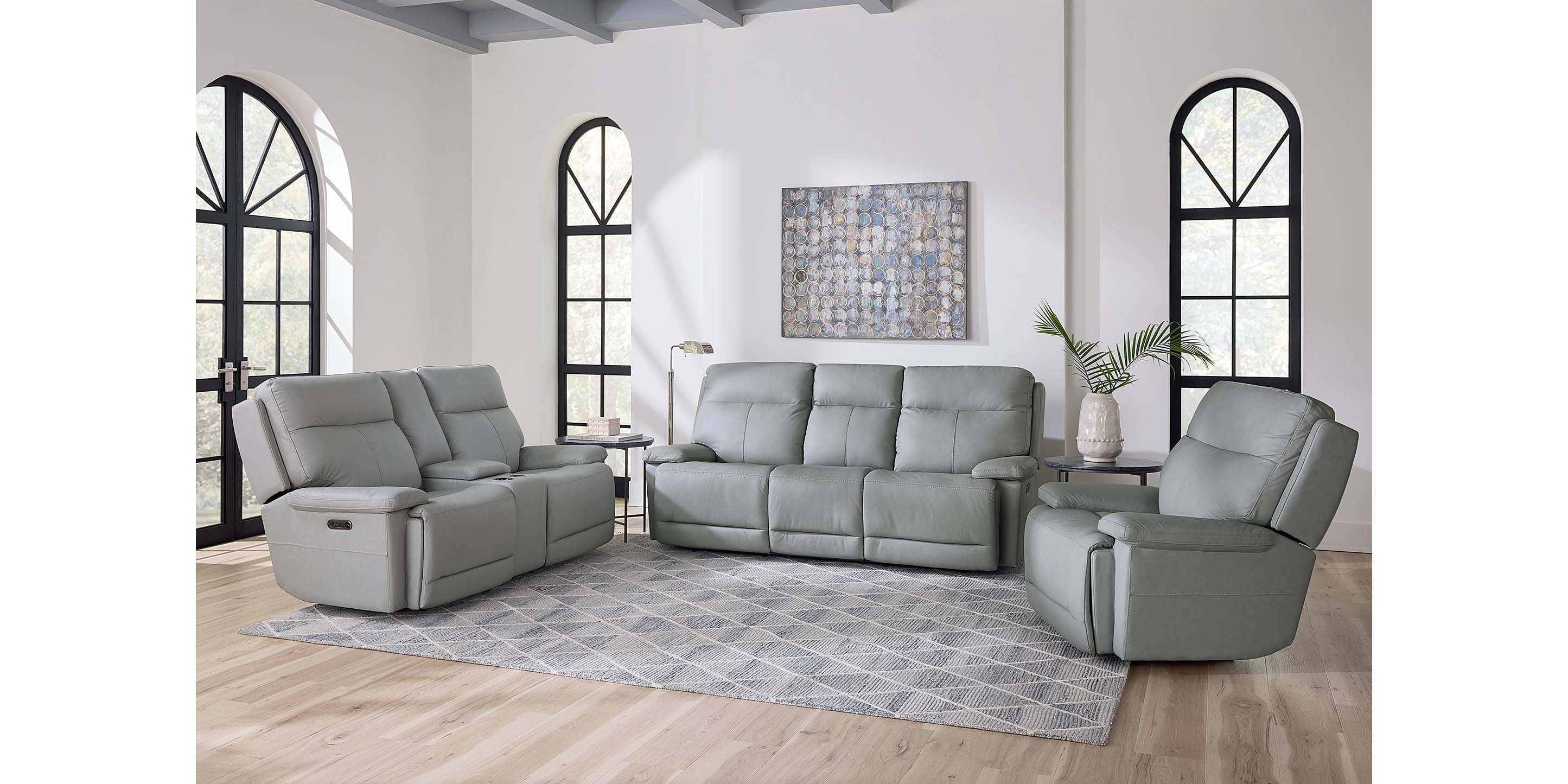Bassett Fletcher Loveseat with Power & Console — Your Fabric, Made in USA Bassett Reclining Sofa