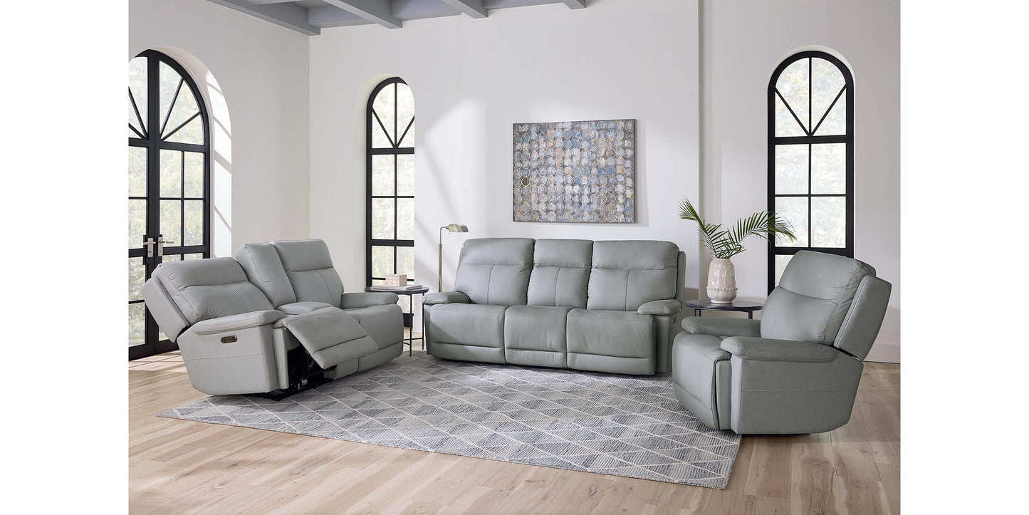Bassett Fletcher Loveseat with Power & Console — Your Fabric, Made in USA Bassett Reclining Sofa