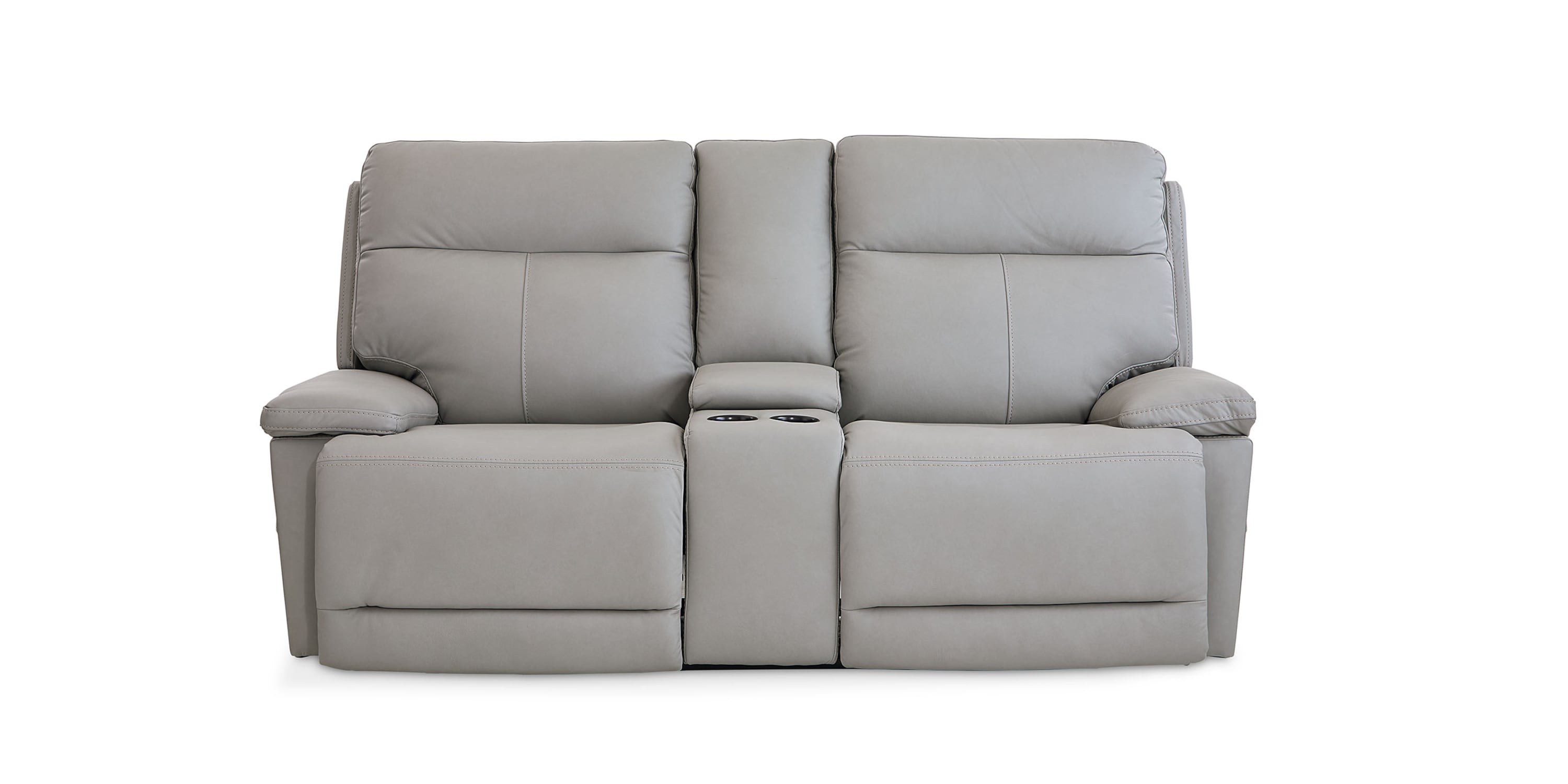 Fletcher Leather Power Reclining Loveseat with Center Console Bassett