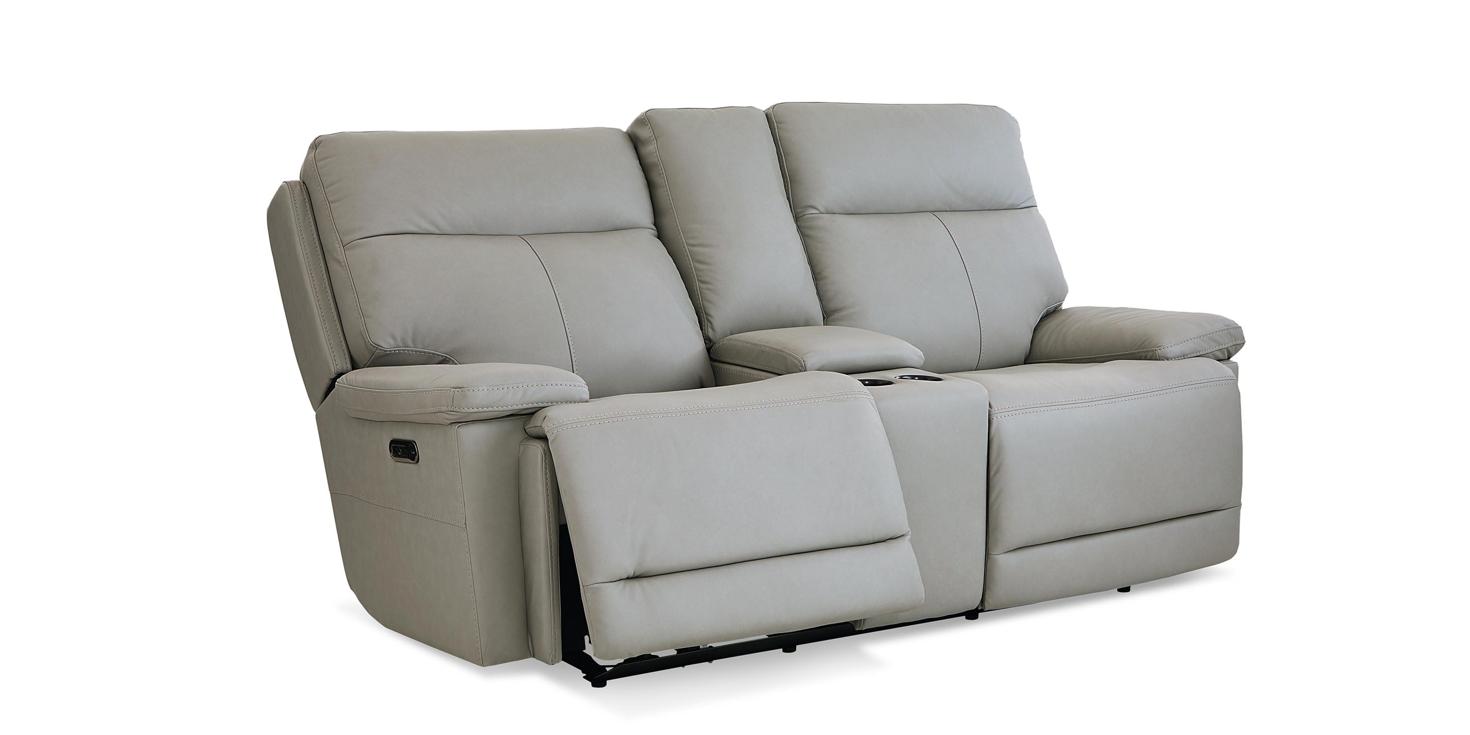 Bassett Fletcher Loveseat with Power & Console — Your Fabric, Made in USA Bassett Reclining Sofa