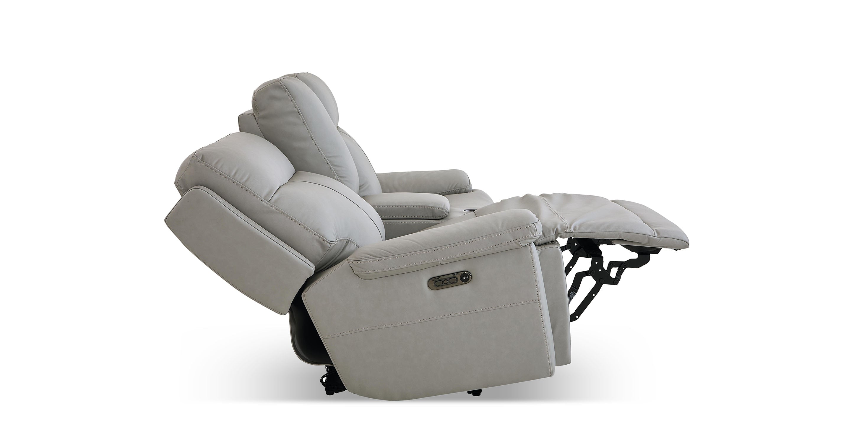 Bassett Fletcher Loveseat with Power & Console — Your Fabric, Made in USA Bassett Reclining Sofa