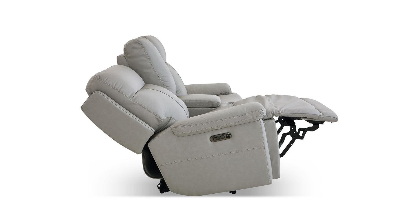 Bassett Fletcher Loveseat with Power & Console — Your Fabric, Made in USA Bassett Reclining Sofa
