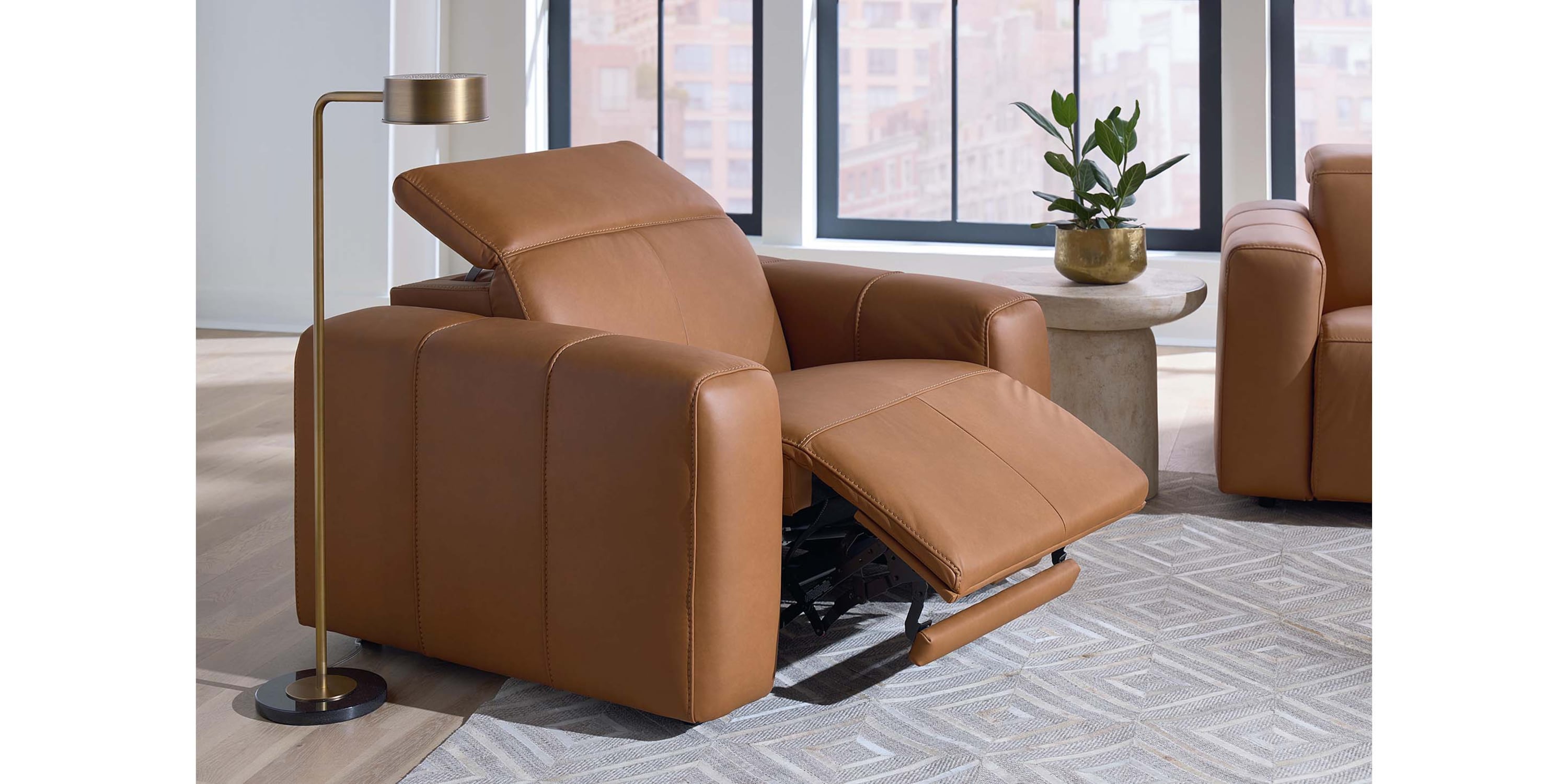 Airy Leather Power Recliner Bassett
