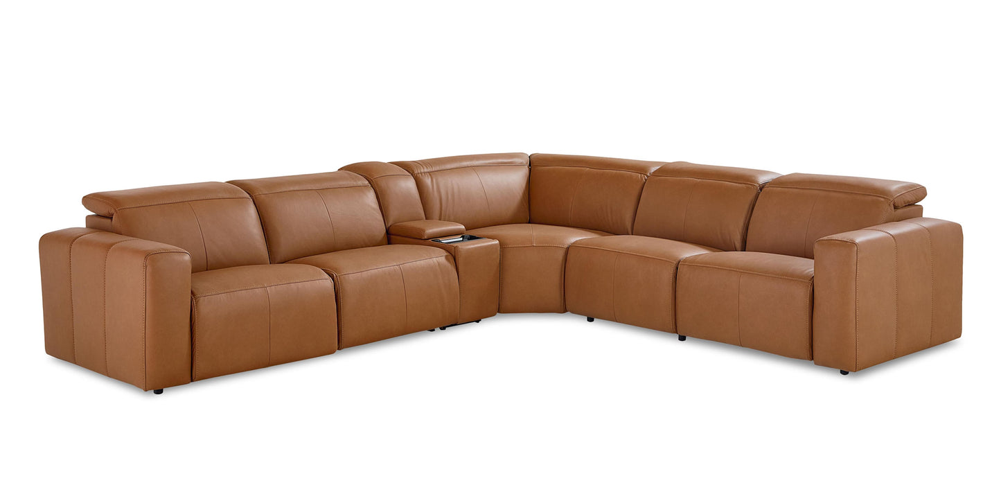 Airy Leather Power Reclining Sectional Bassett