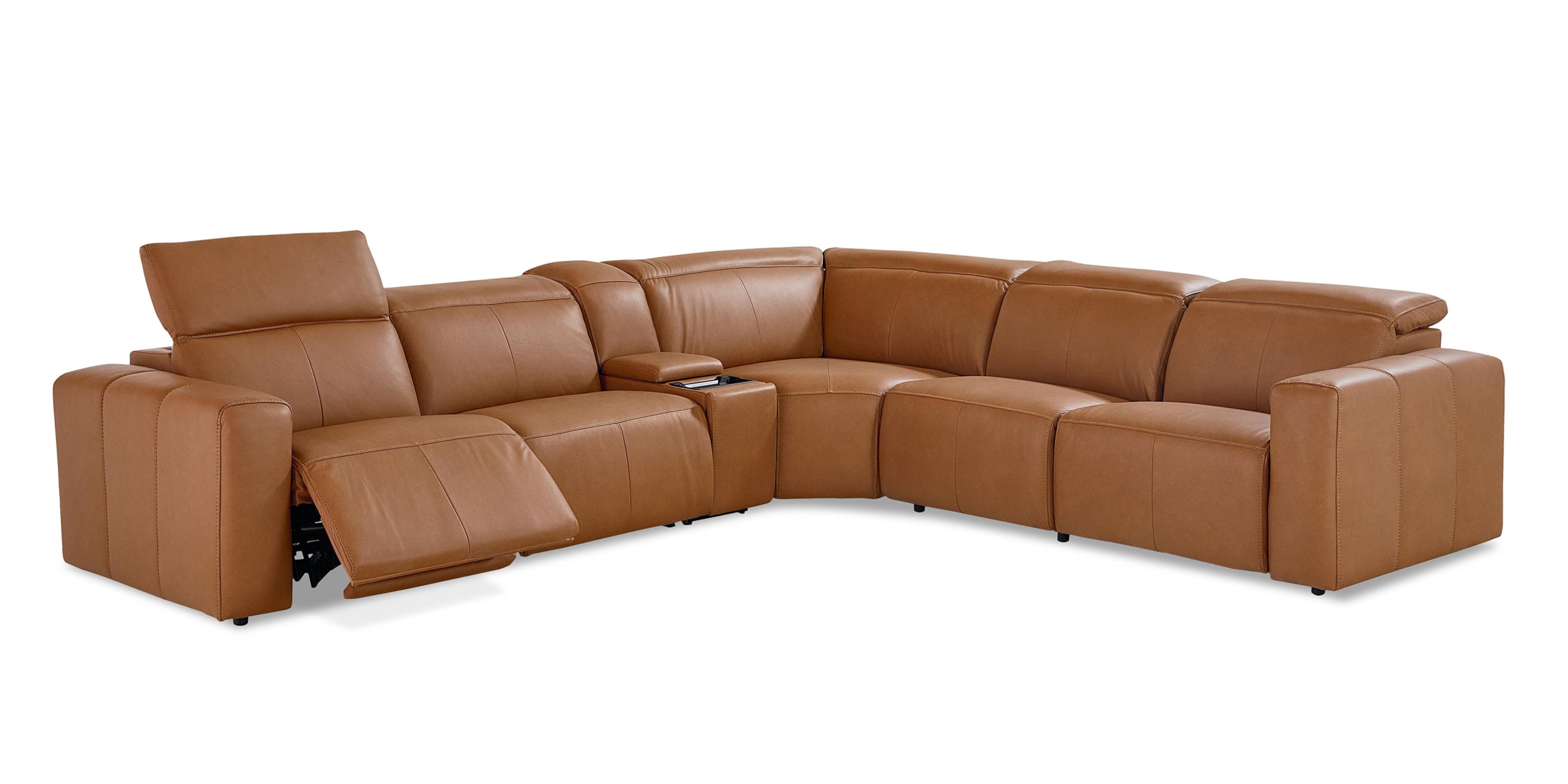 Airy Leather Power Reclining Sectional Bassett