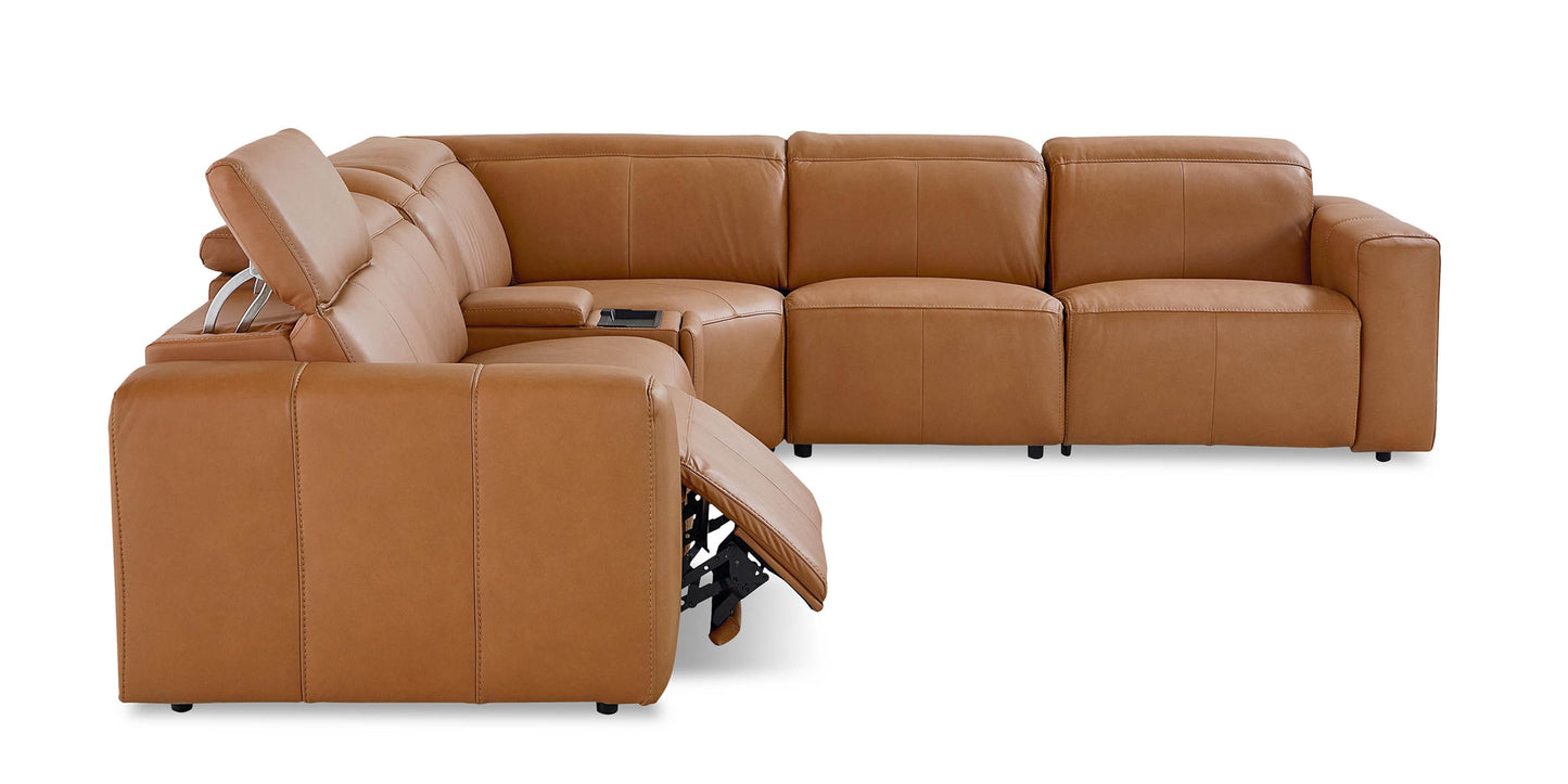 Airy Leather Power Reclining Sectional Bassett
