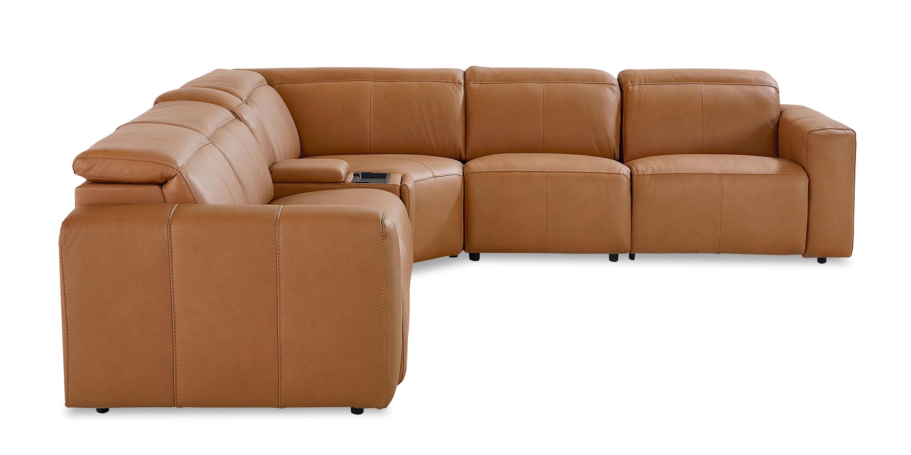 Airy Leather Power Reclining Sectional Bassett