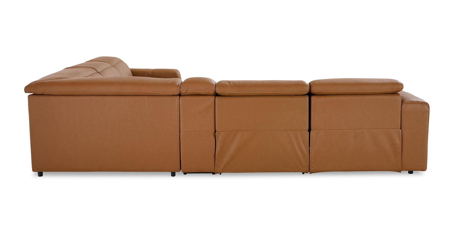 Airy Leather Power Reclining Sectional Bassett
