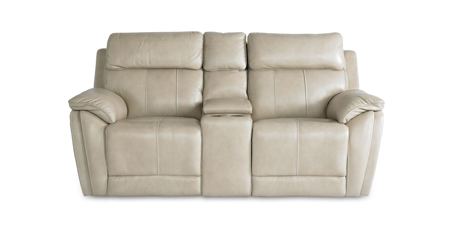 Levitate Leather Power Reclining Loveseat with Center Console Bassett
