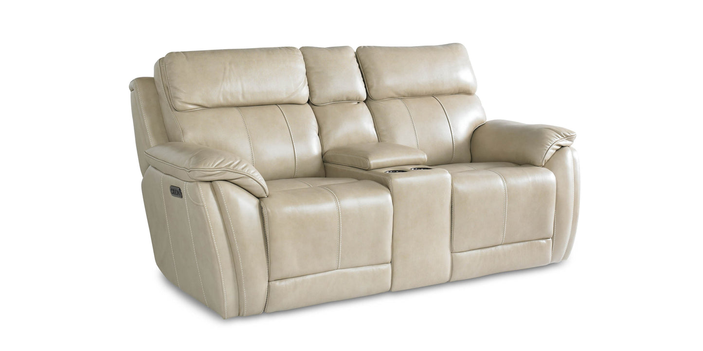 Levitate Leather Power Reclining Loveseat with Center Console Bassett