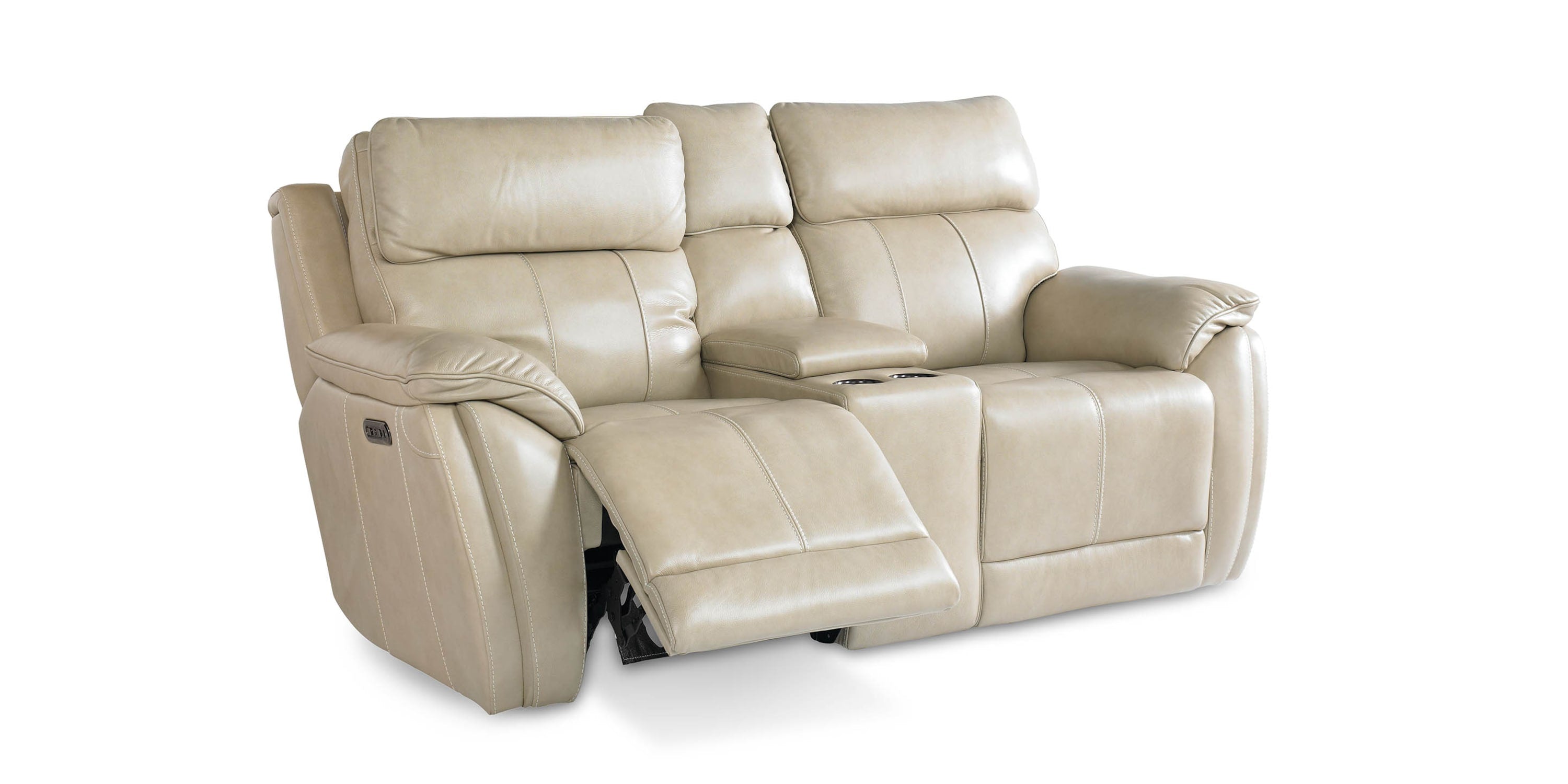 Levitate Leather Power Reclining Loveseat with Center Console Bassett