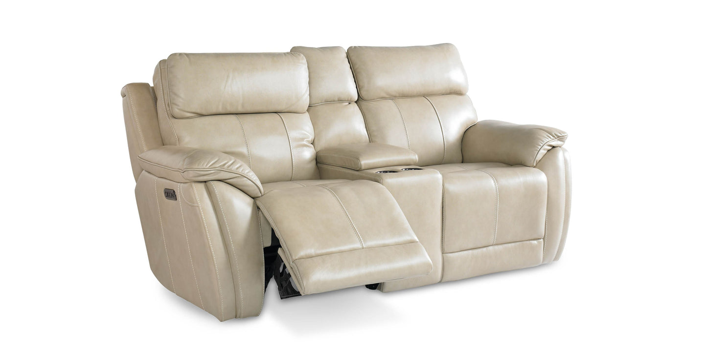 Levitate Leather Power Reclining Loveseat with Center Console Bassett