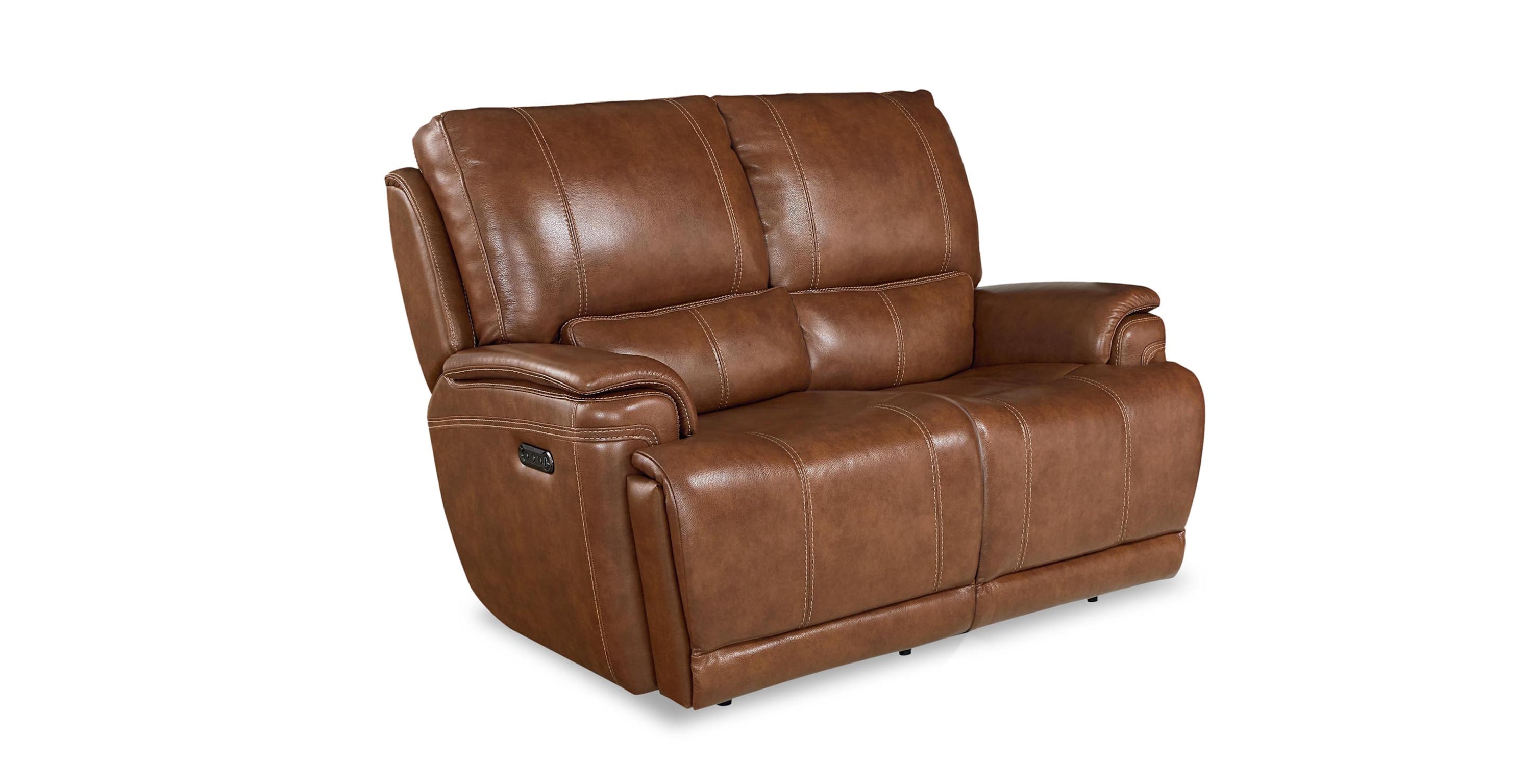 Burlington Leather Power Reclining Loveseat Bassett