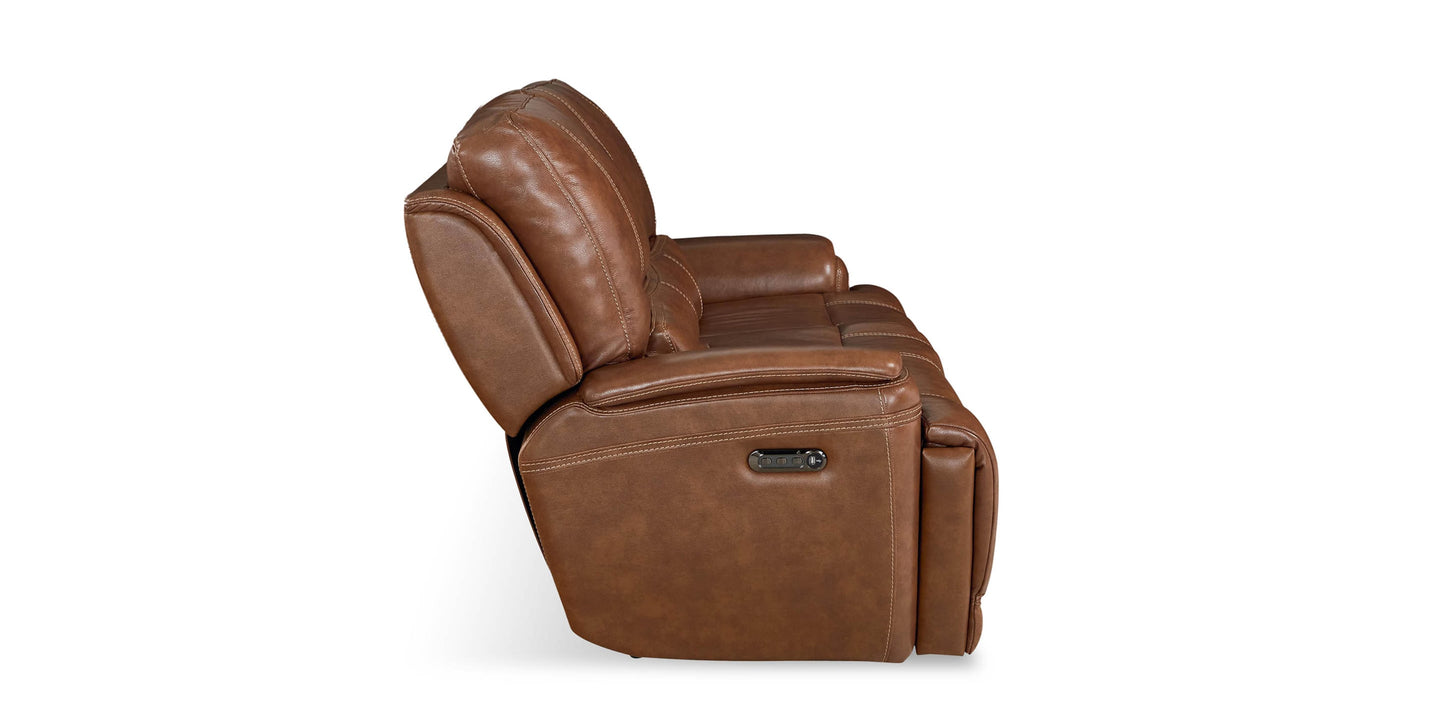Burlington Leather Power Reclining Loveseat Bassett