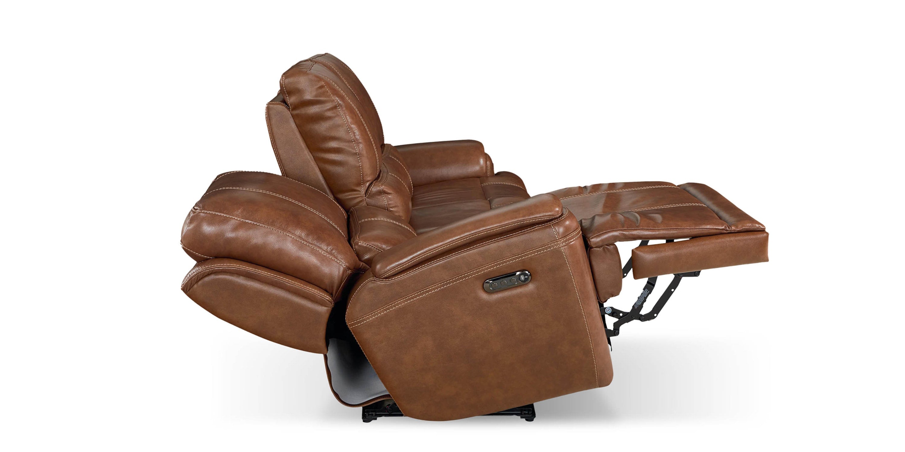 Burlington Leather Power Reclining Loveseat Bassett