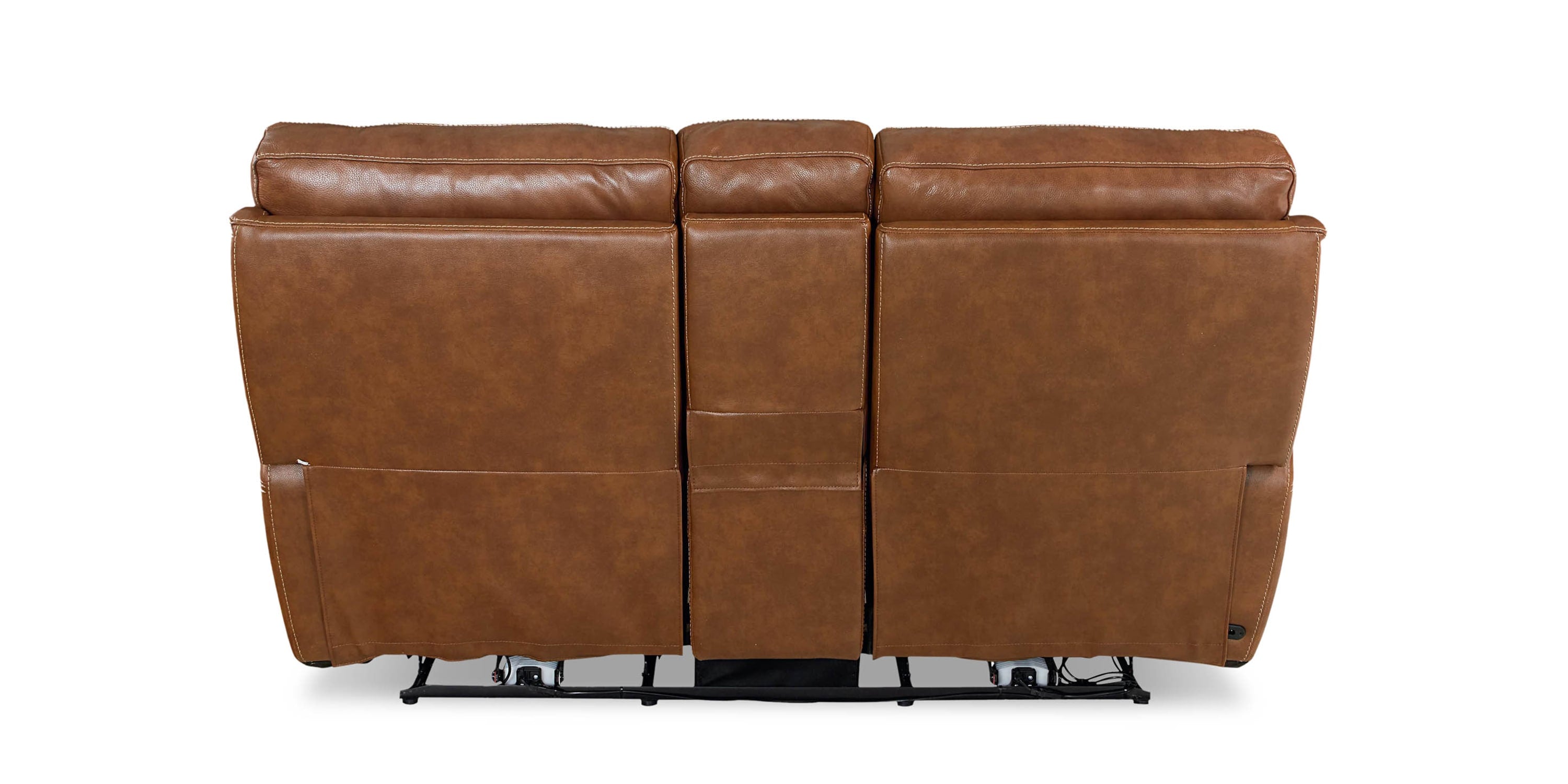 Burlington Leather Power Reclining Loveseat with Center Console Bassett