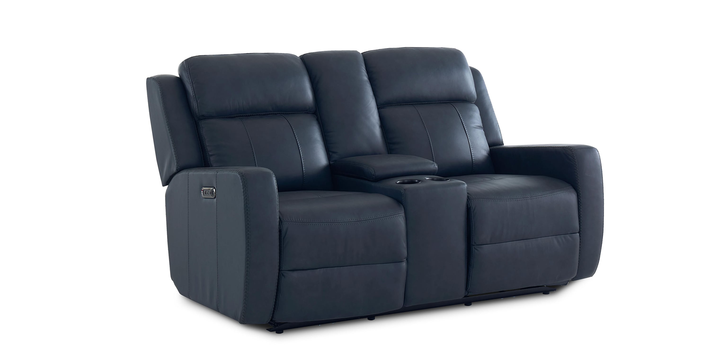 Norwood Leather Power Reclining Loveseat with Center Console Bassett