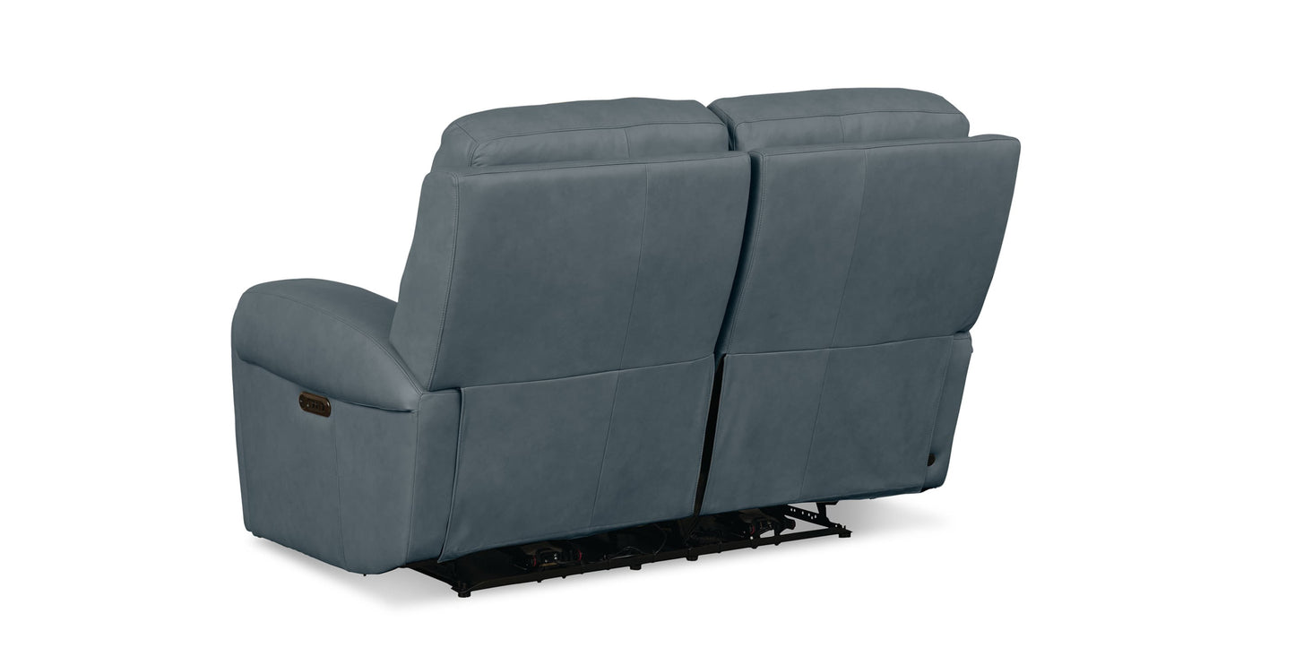 Avery Leather Power Reclining Loveseat Bassett