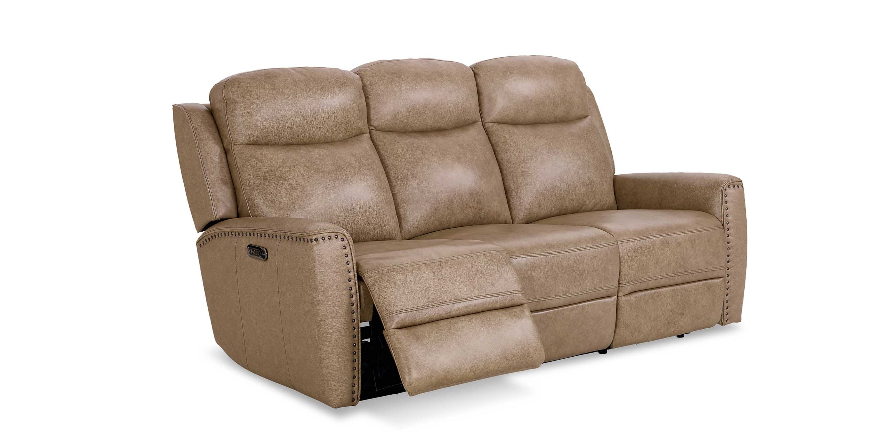 Douglas Leather Power Reclining Sofa Bassett