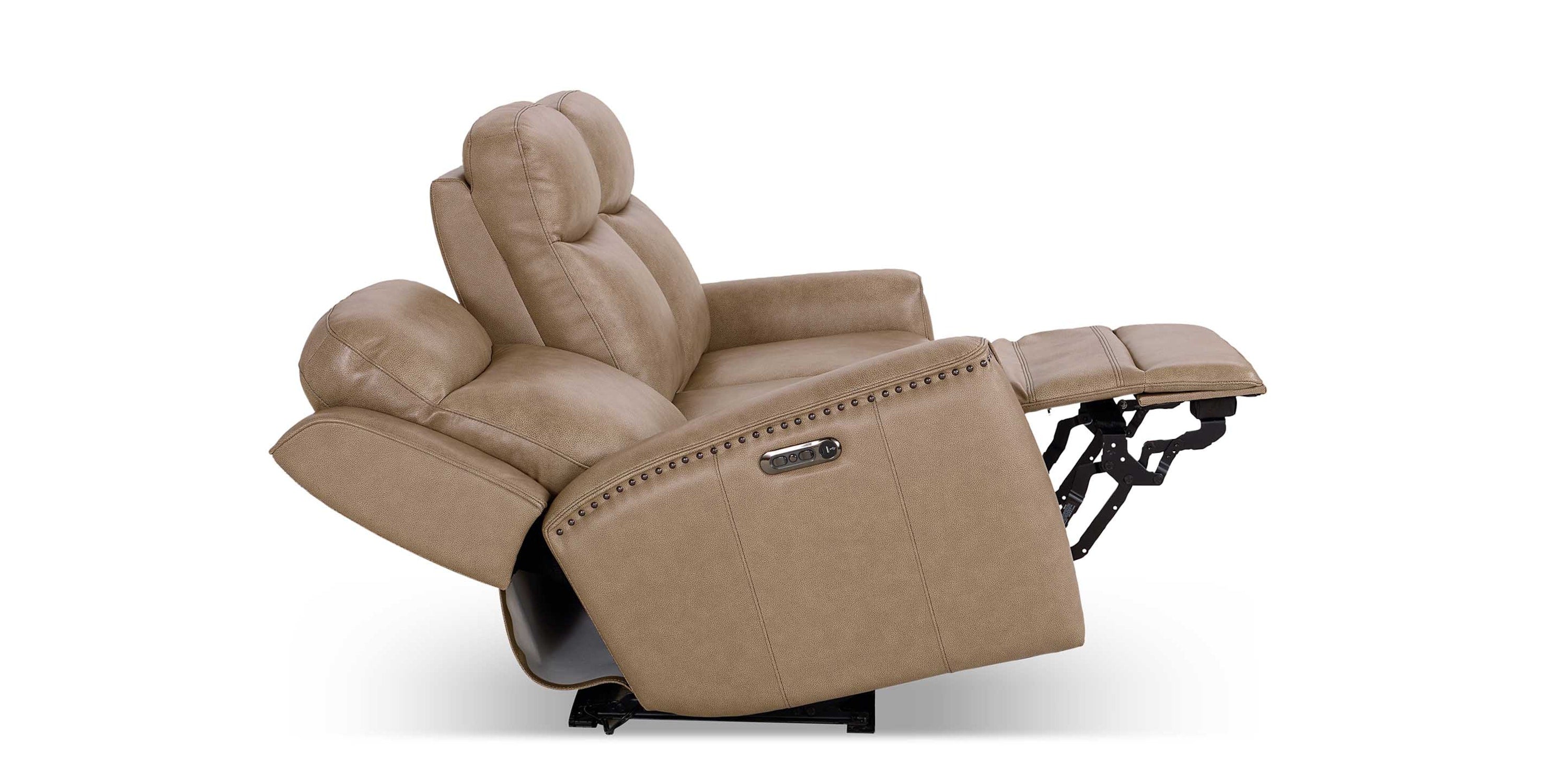 Douglas Leather Power Reclining Sofa Bassett