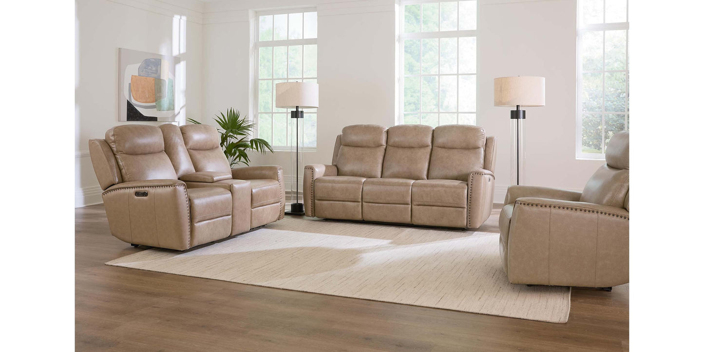Douglas Leather Power Reclining Sofa Bassett