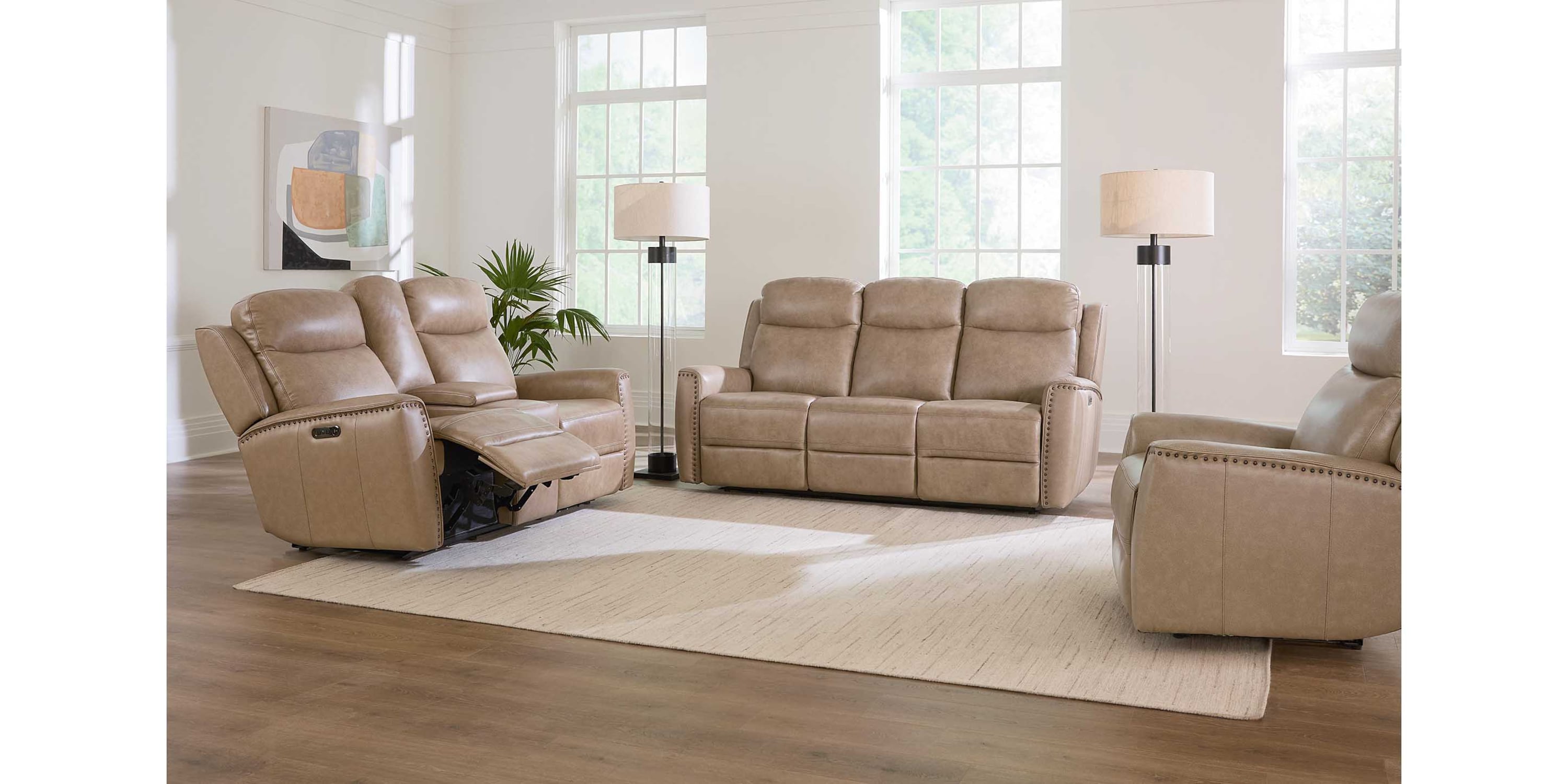 Douglas Leather Power Reclining Sofa Bassett