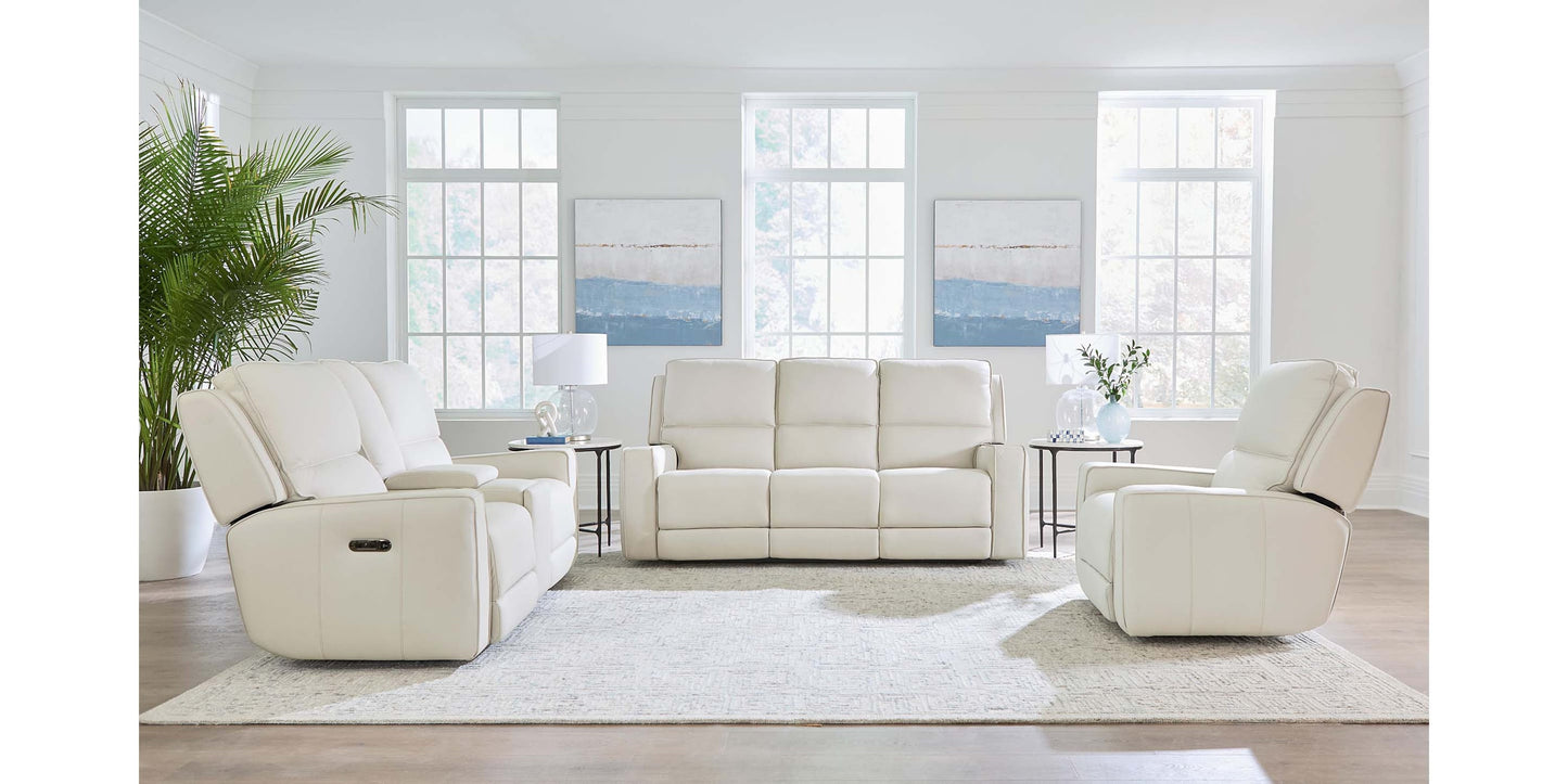 Raymond Leather Power Reclining Sofa Bassett