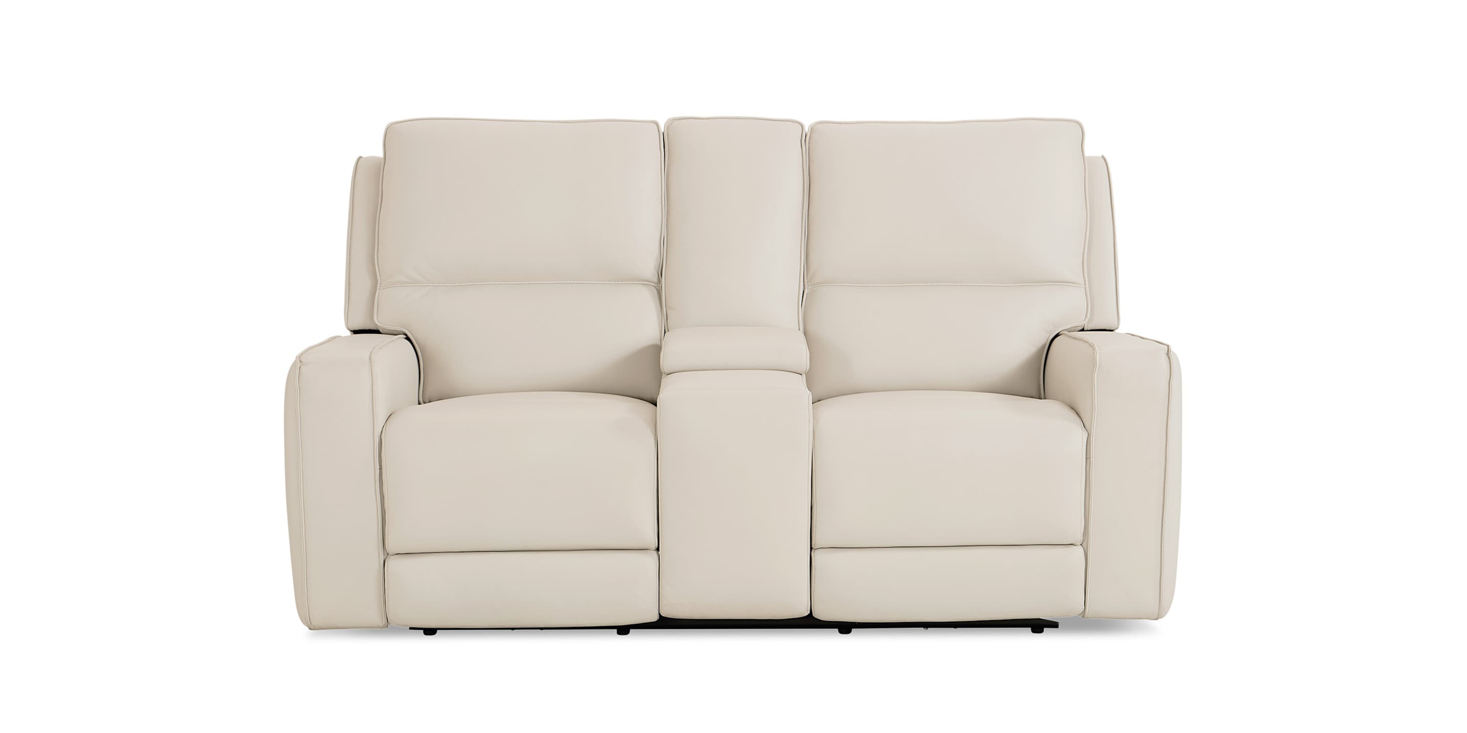 Raymond Leather Power Reclining Loveseat with Center Console Bassett