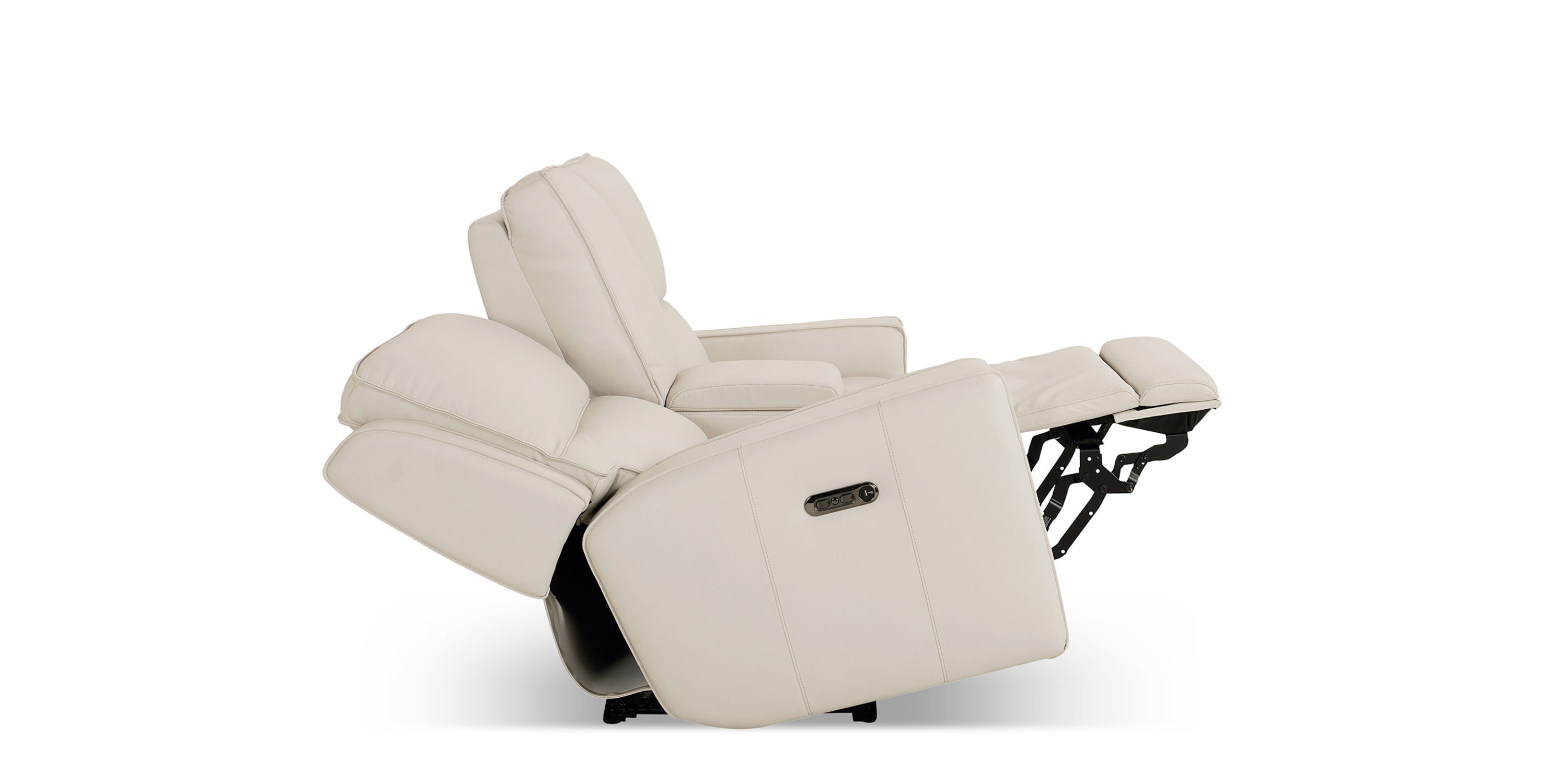 Raymond Leather Power Reclining Loveseat with Center Console Bassett