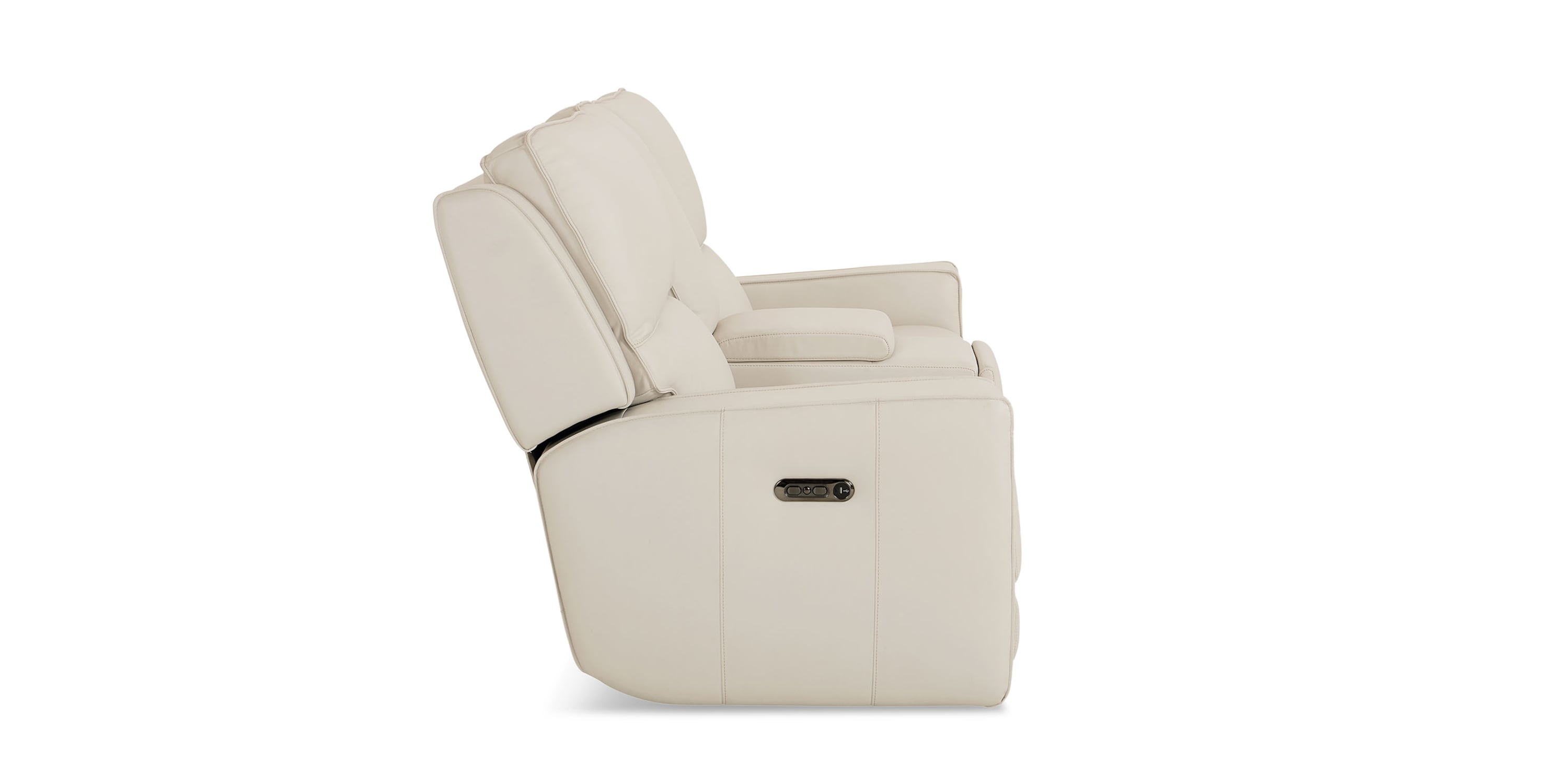 Raymond Leather Power Reclining Loveseat with Center Console Bassett