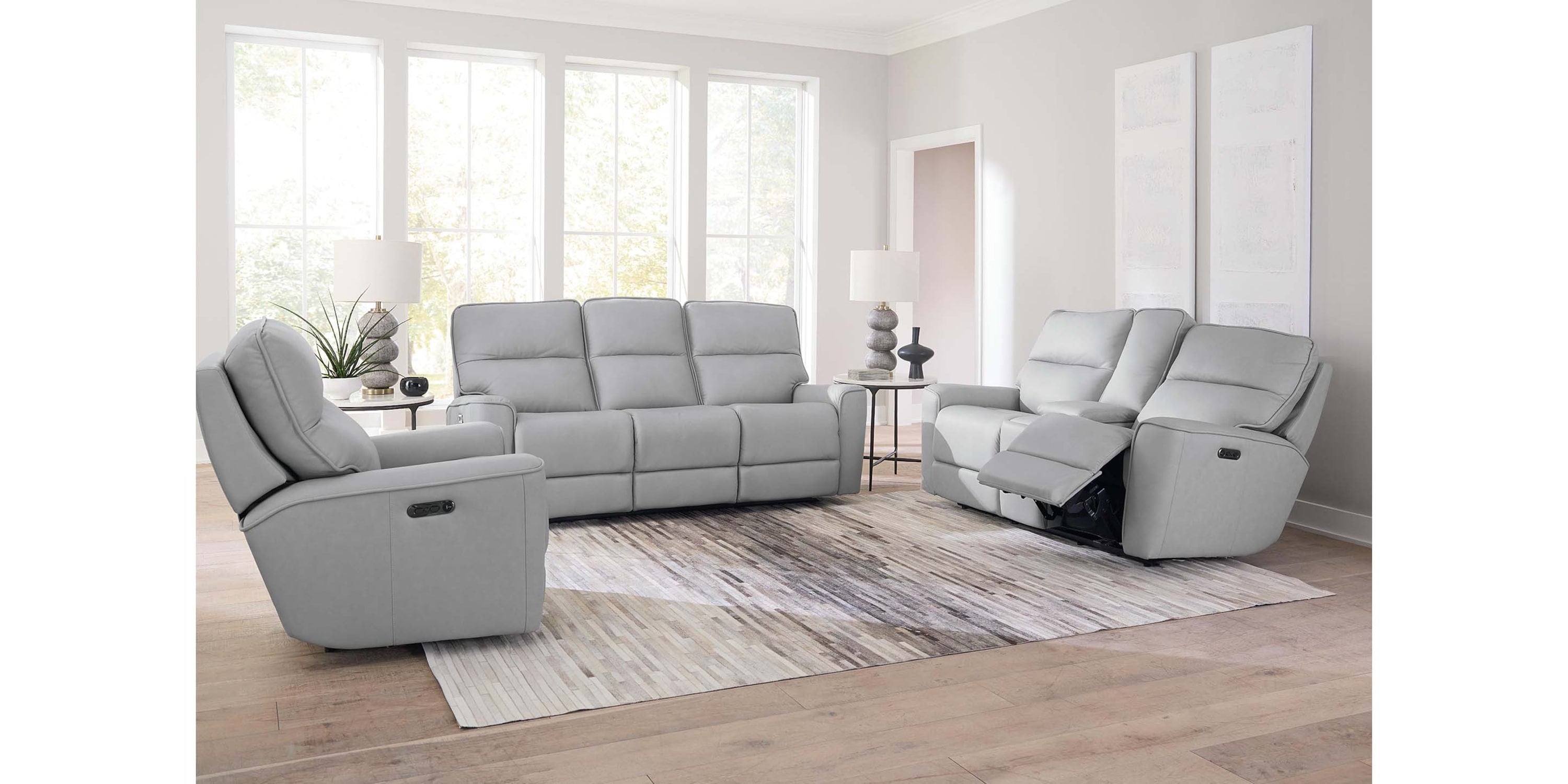 Kenneth Leather Power Reclining Sofa Bassett