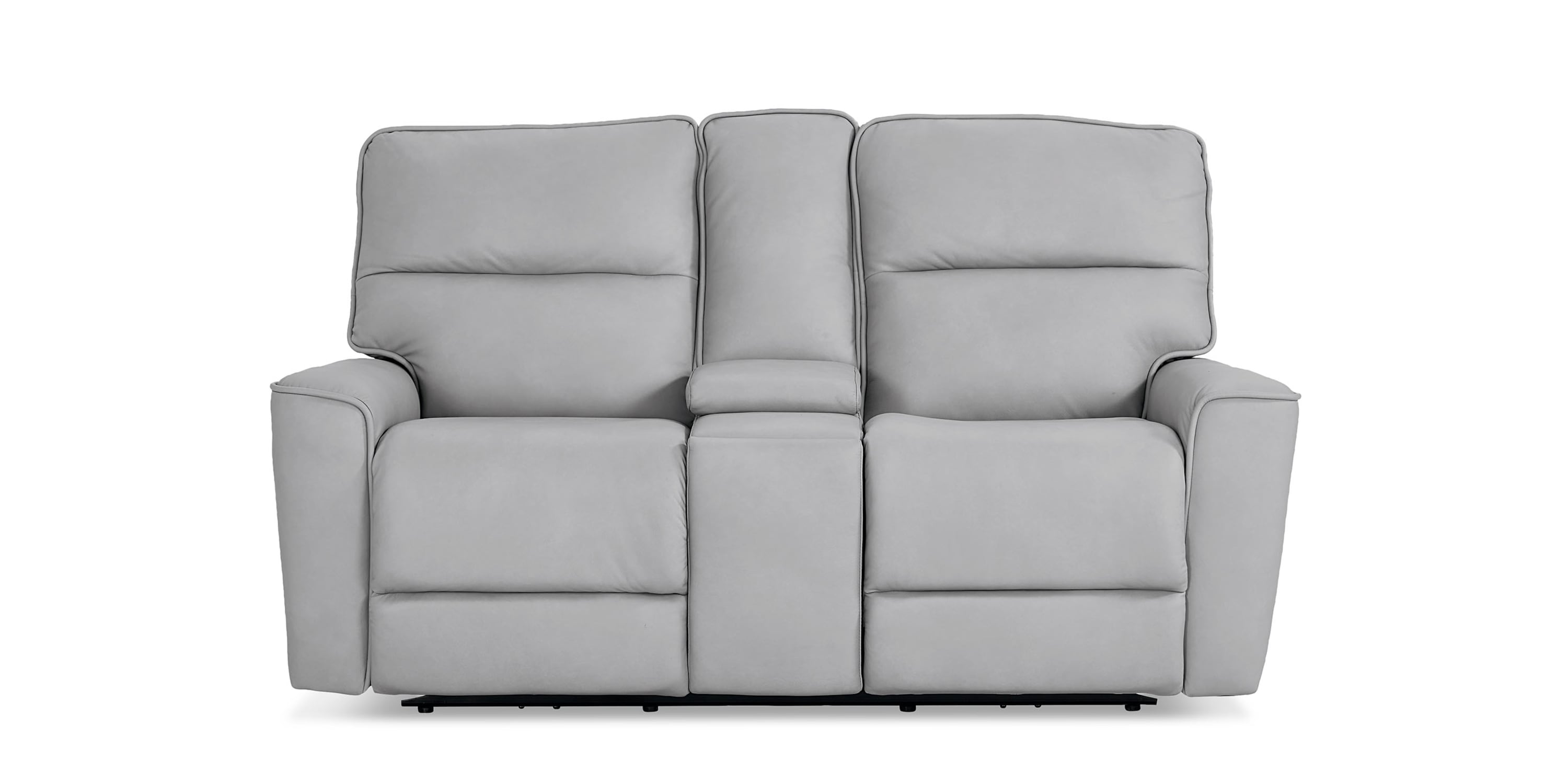 Kenneth Leather Power Reclining Loveseat with Center Console Bassett