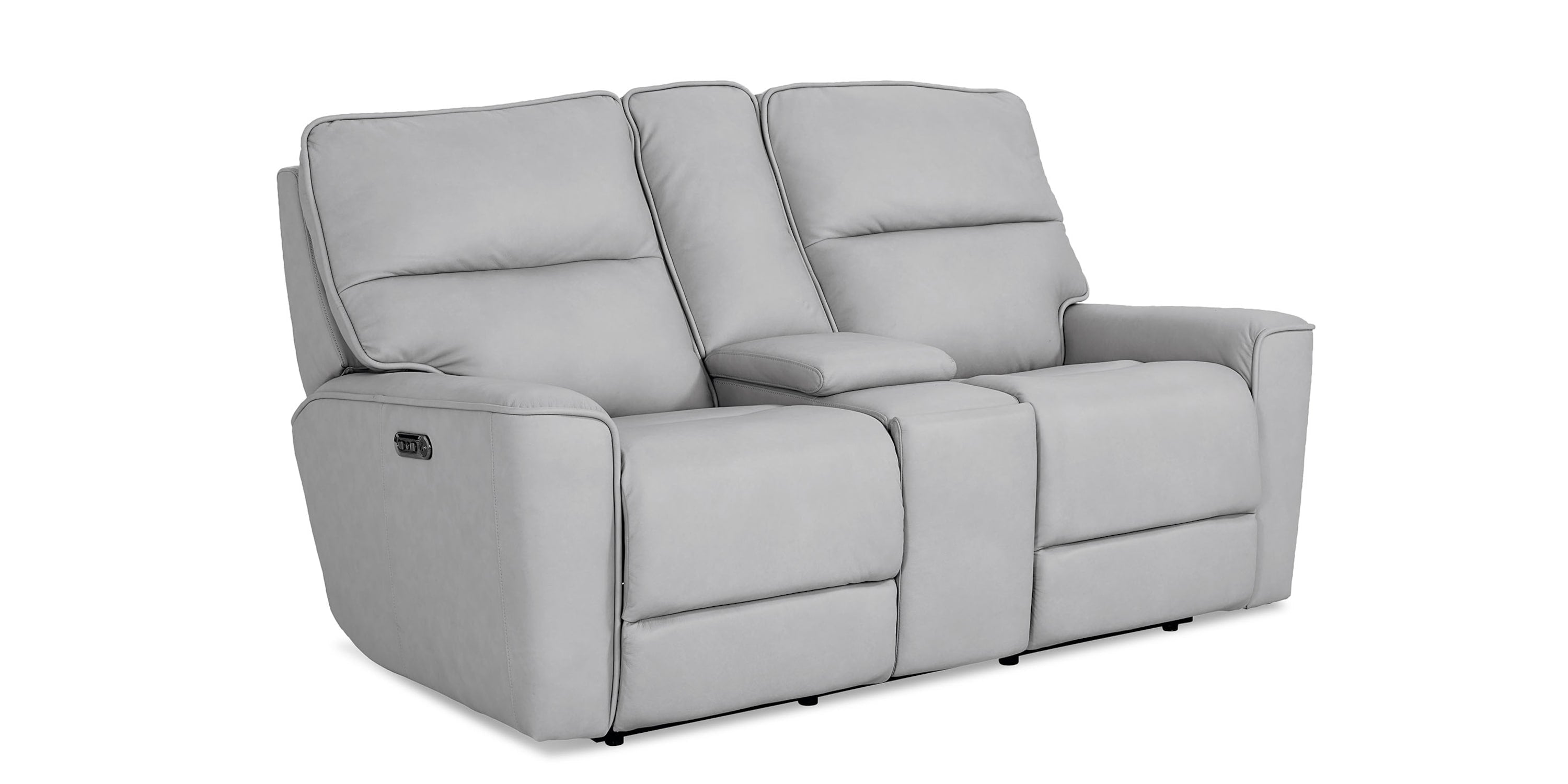 Kenneth Leather Power Reclining Loveseat with Center Console Bassett