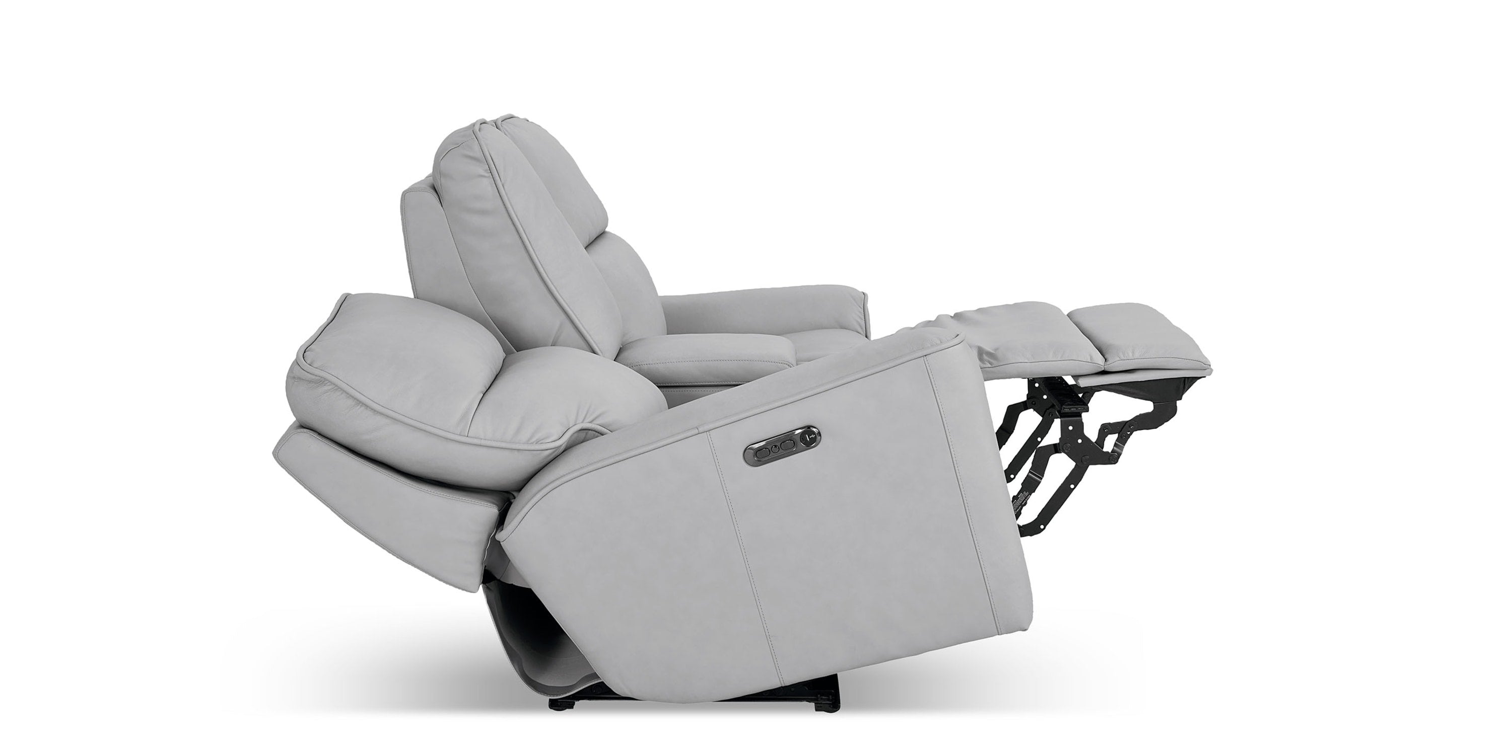 Kenneth Leather Power Reclining Loveseat with Center Console Bassett