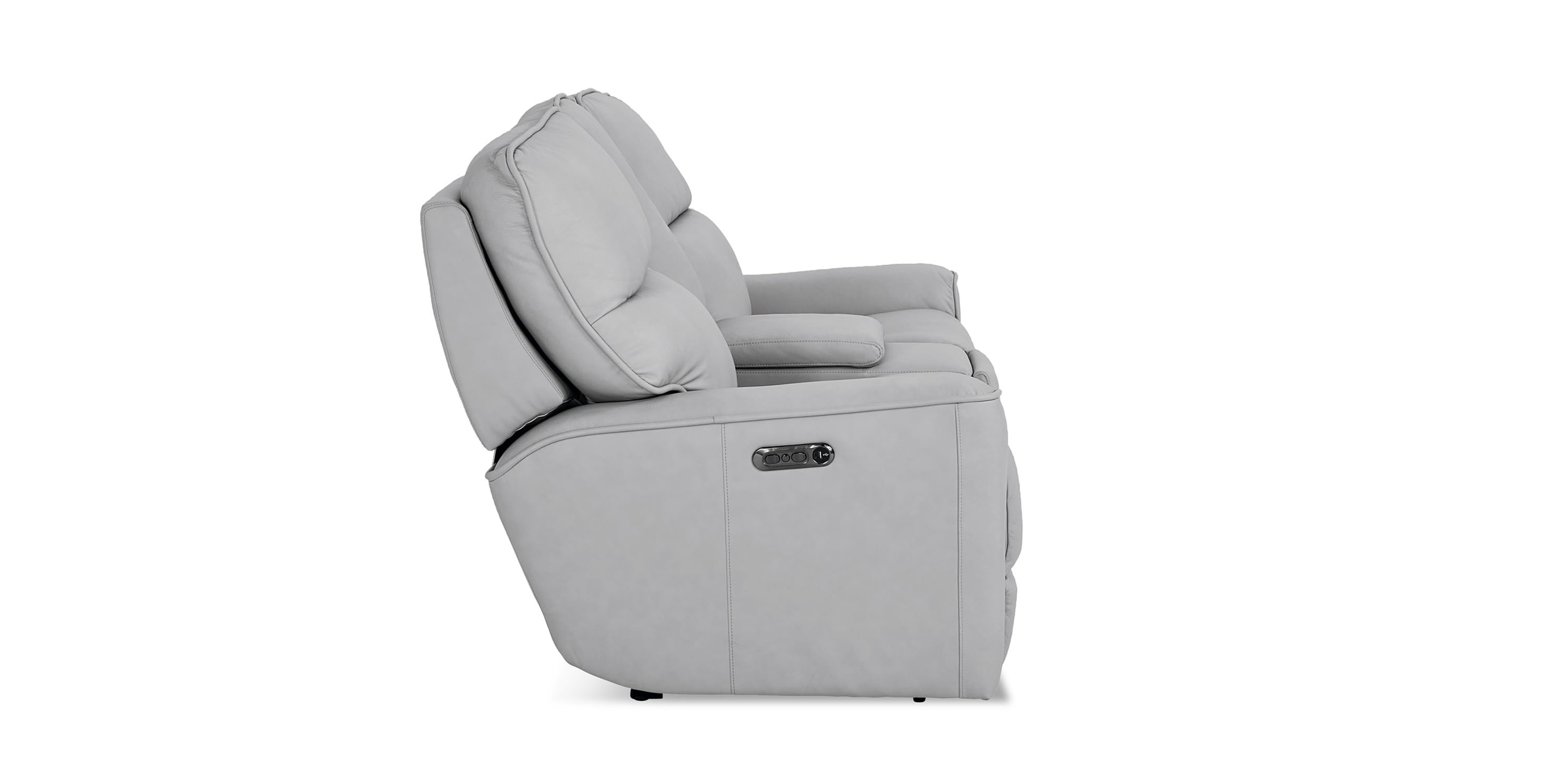 Kenneth Leather Power Reclining Loveseat with Center Console Bassett
