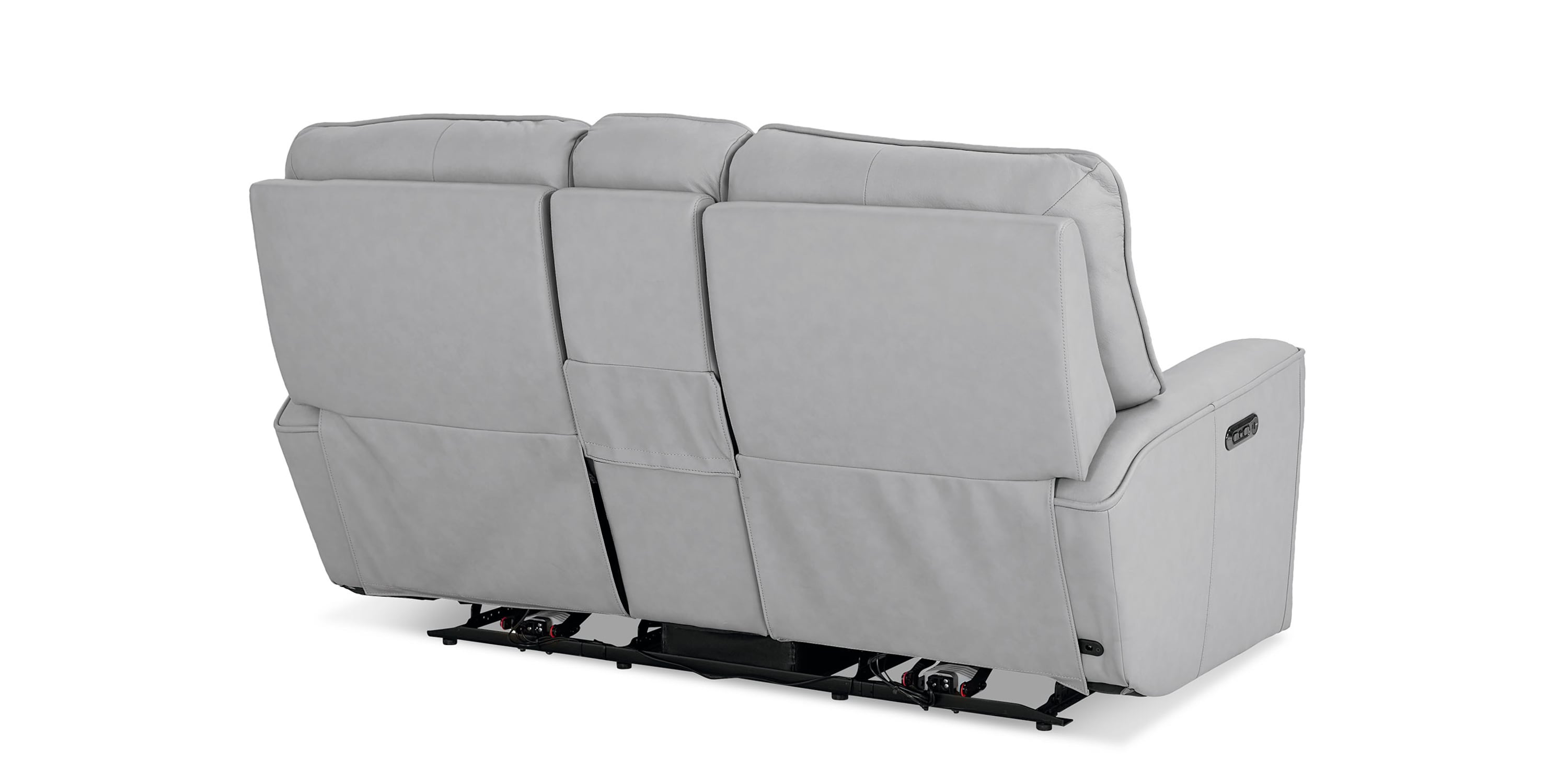 Kenneth Leather Power Reclining Loveseat with Center Console Bassett
