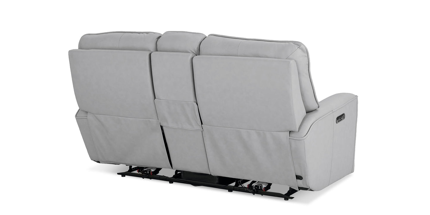 Kenneth Leather Power Reclining Loveseat with Center Console Bassett