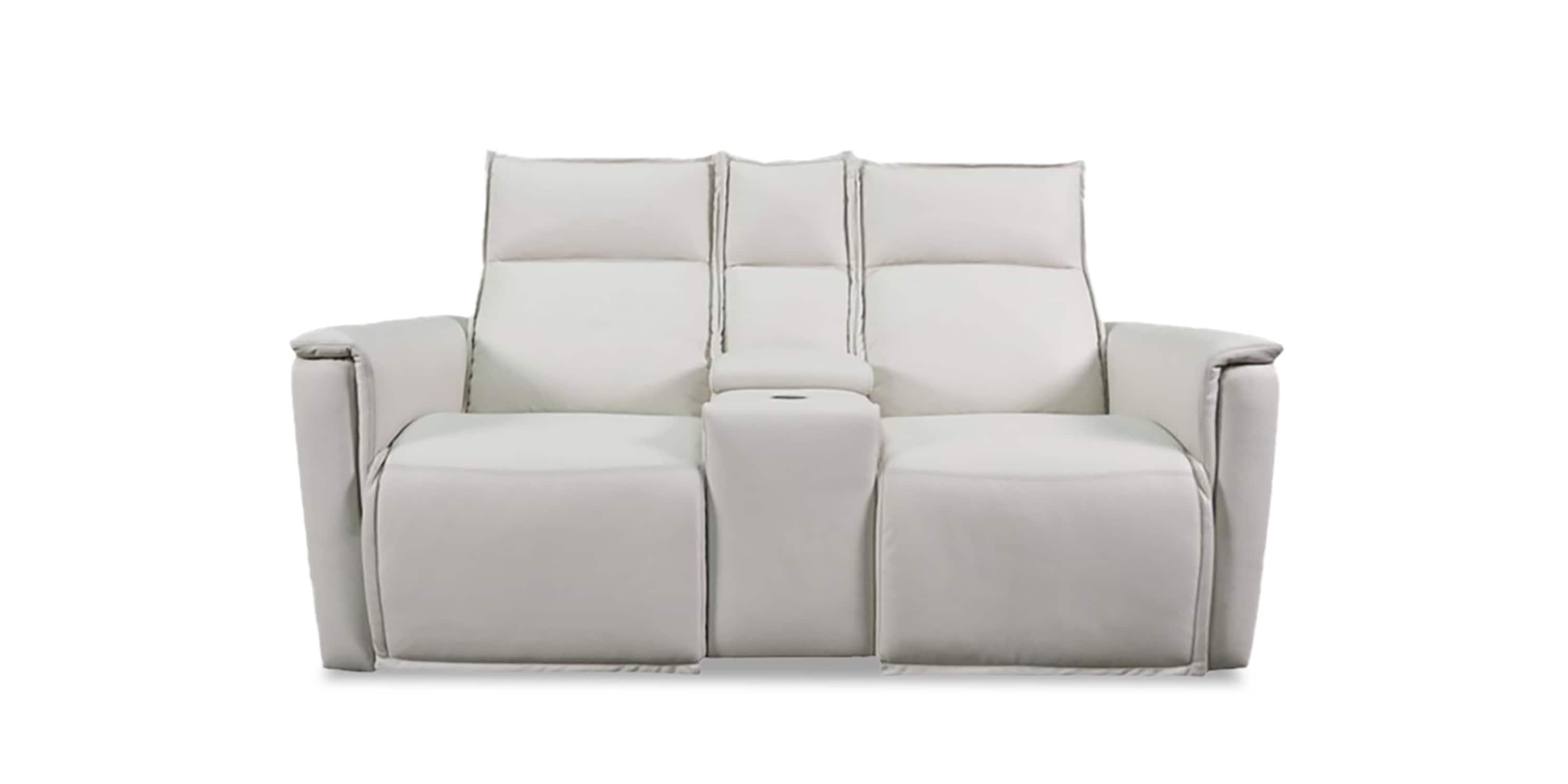 Chauncey Leather Power Reclining Loveseat with Center Console Bassett