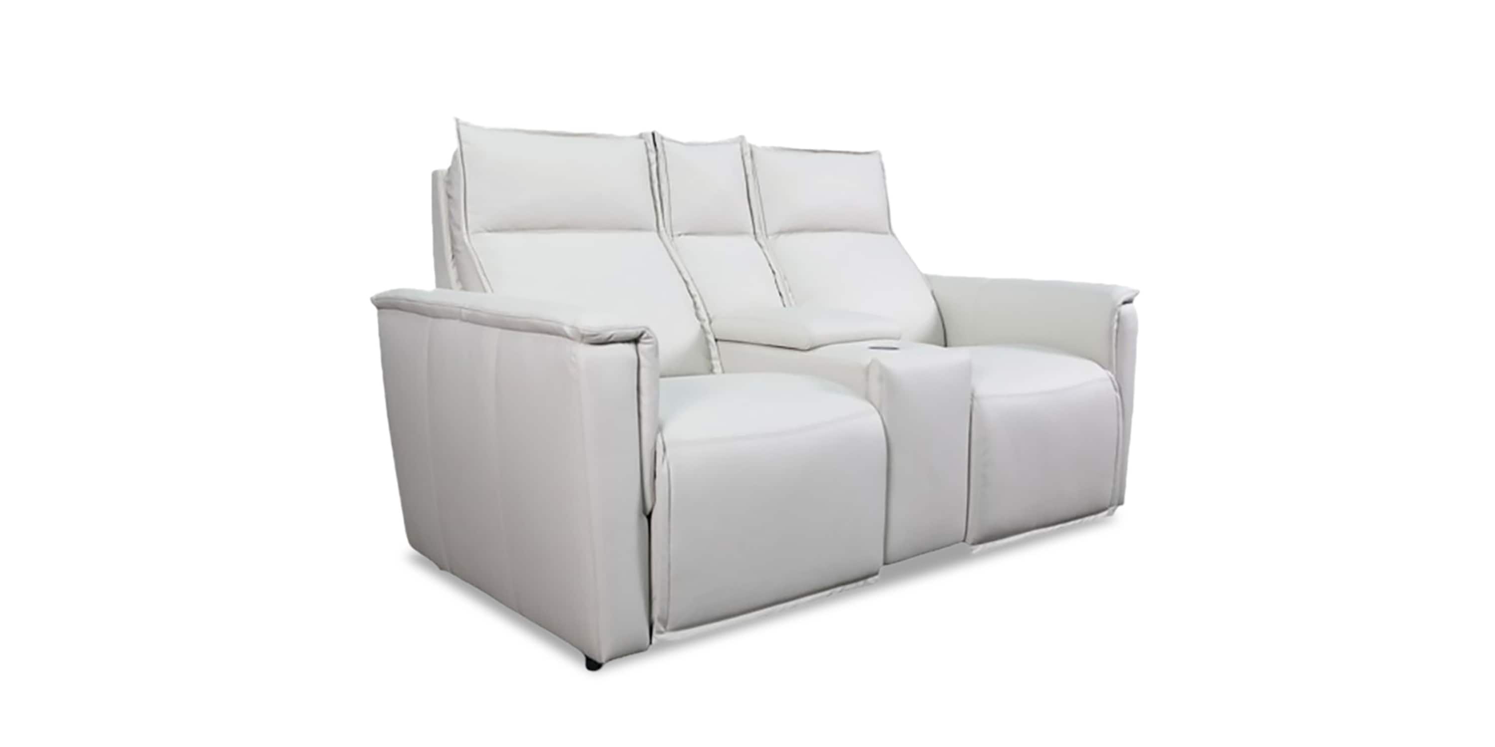 Chauncey Leather Power Reclining Loveseat with Center Console Bassett