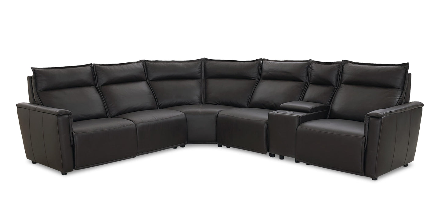 Chauncey Leather Power Reclining Sectional Bassett