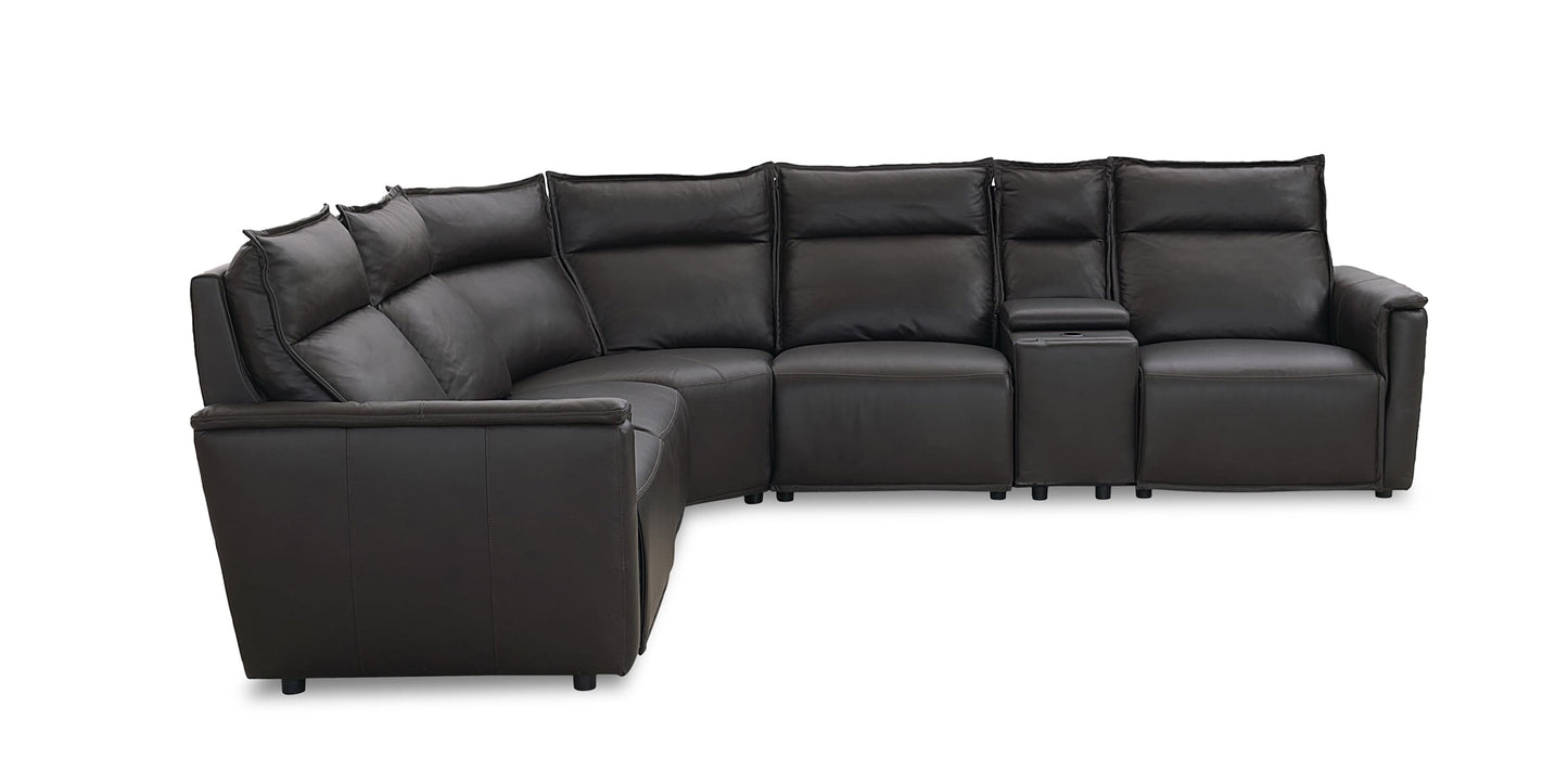 Chauncey Leather Power Reclining Sectional Bassett