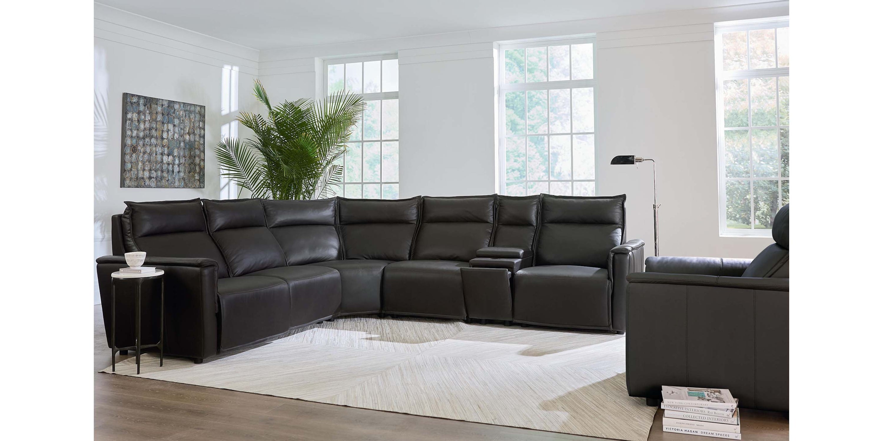 Chauncey Leather Power Reclining Sectional Bassett
