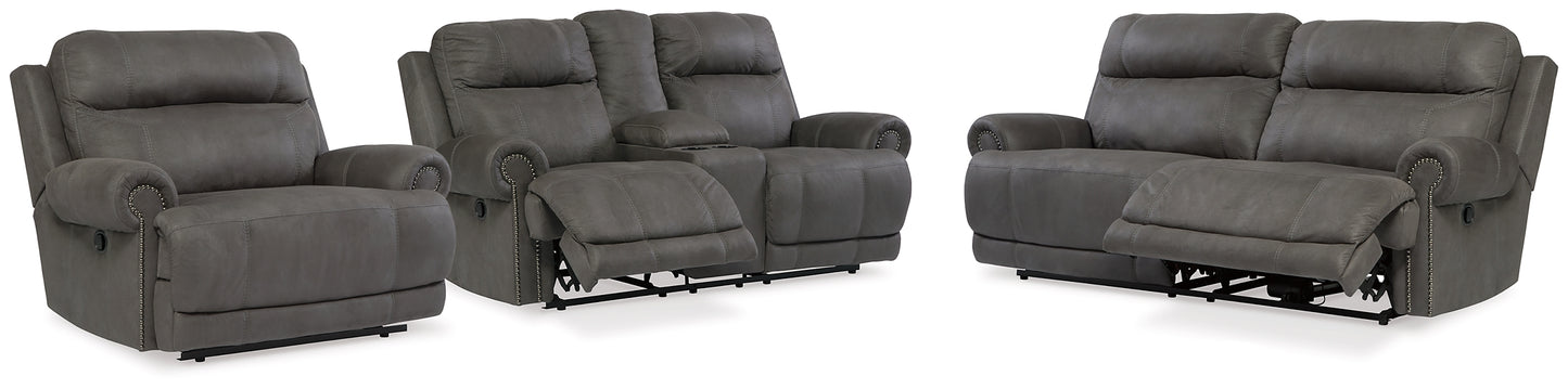 Austere Reclining Sofa, Loveseat and Recliner