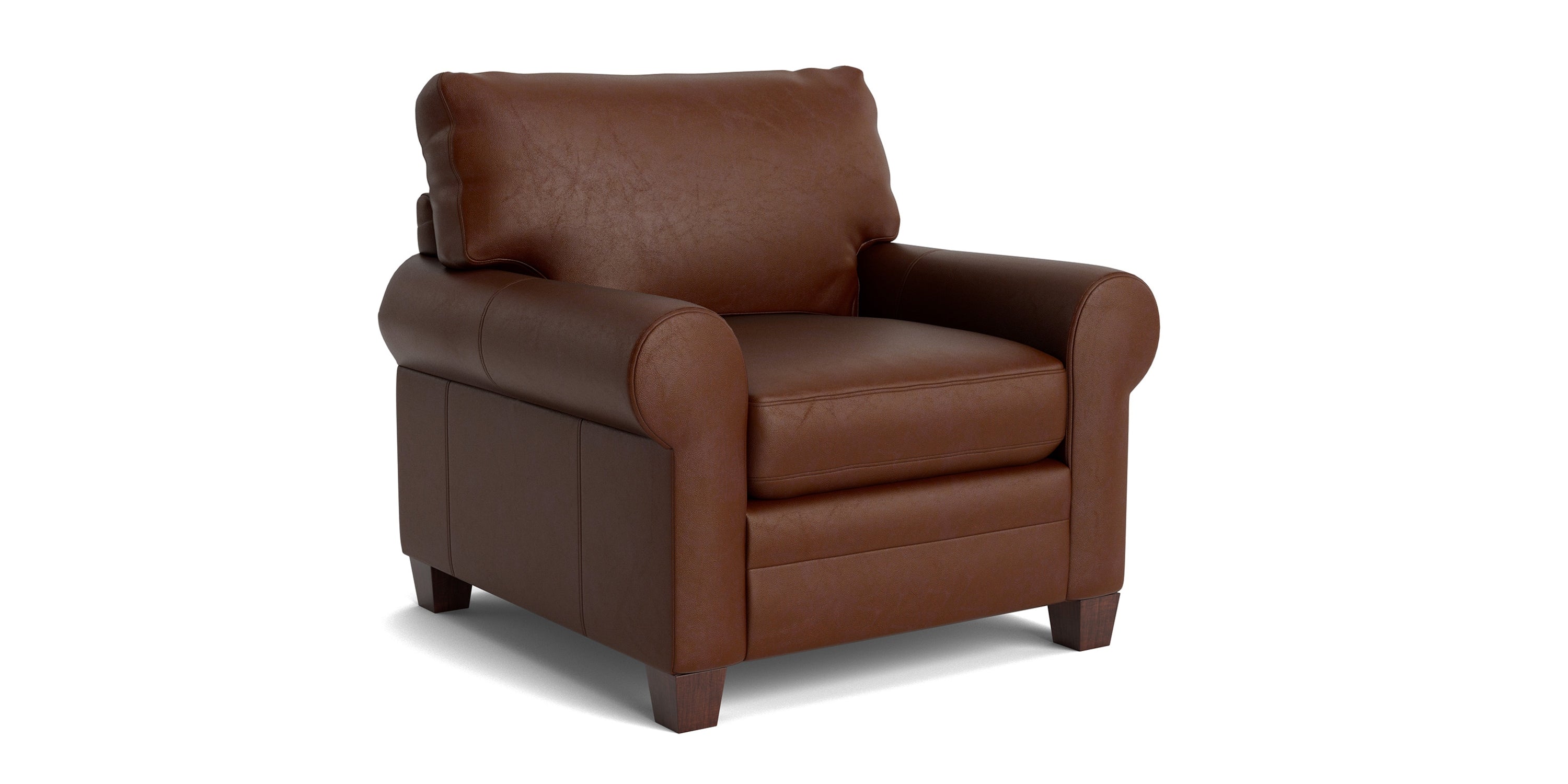 Carolina Leather Roll Arm Chair Bassett