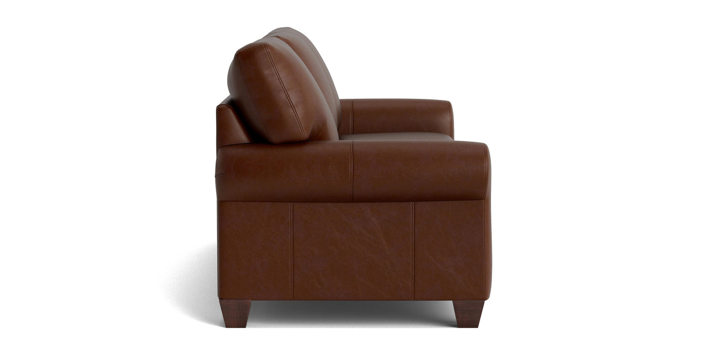 Carolina Leather Roll Arm Sofa Bassett