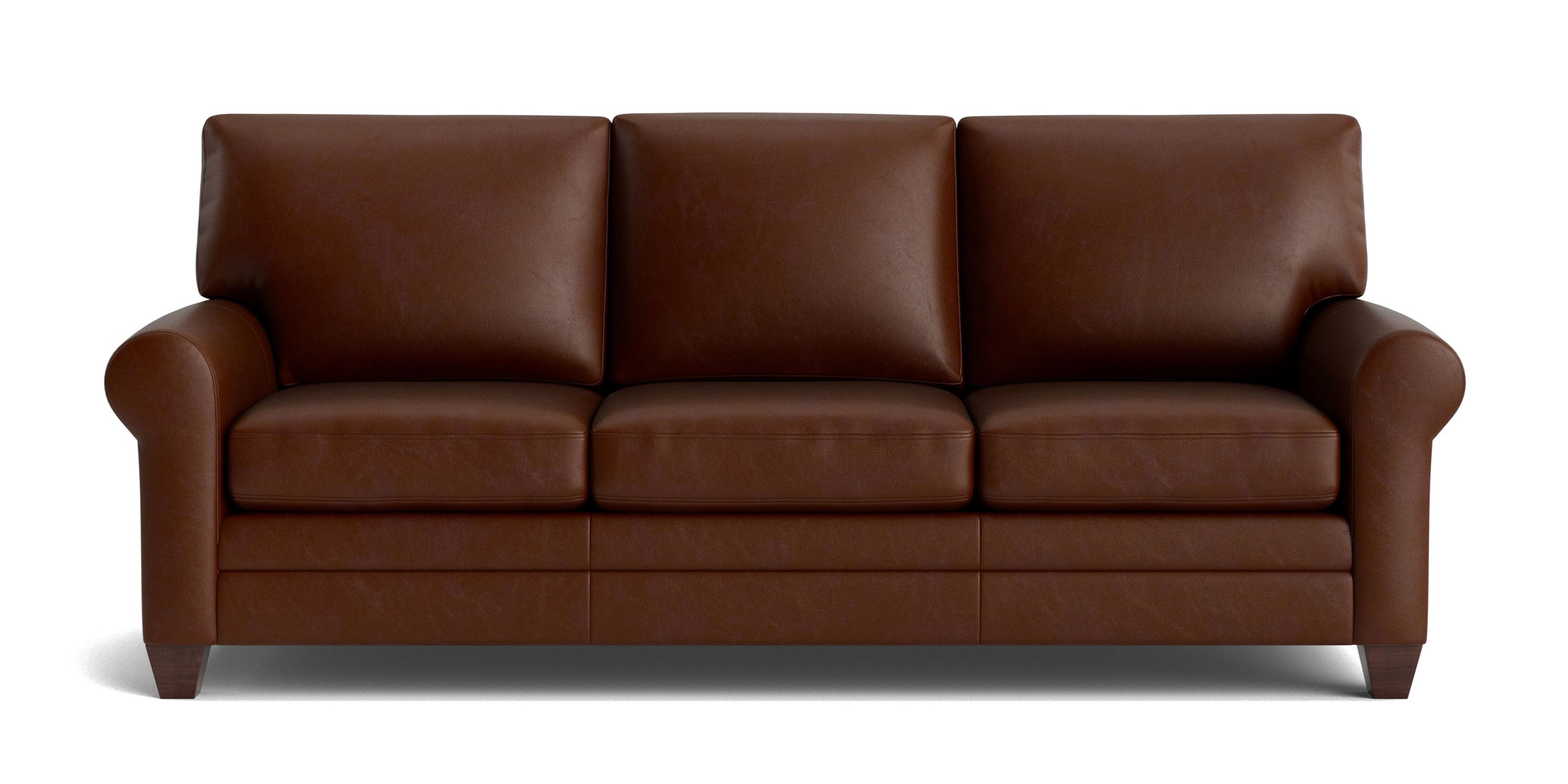 Carolina Leather Roll Arm Sofa Bassett