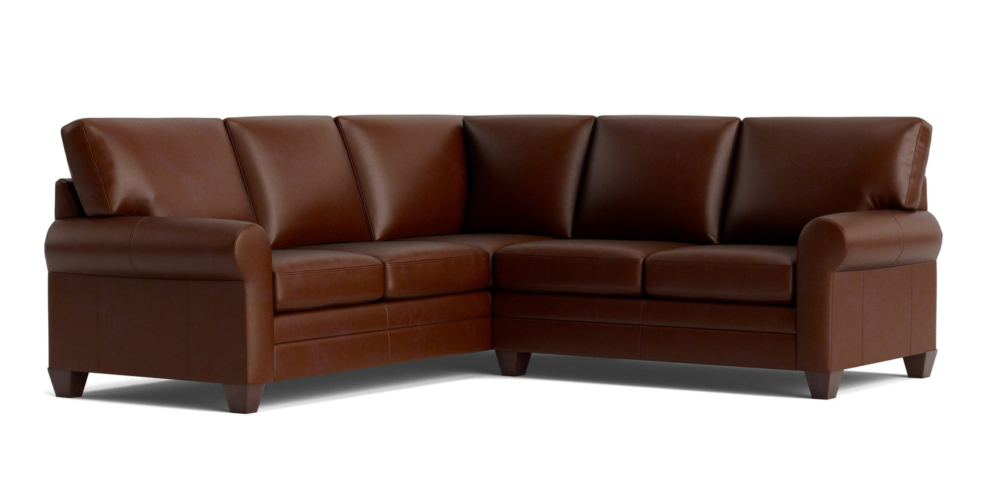 Carolina Leather L-Shaped Roll Arm Sectional Bassett