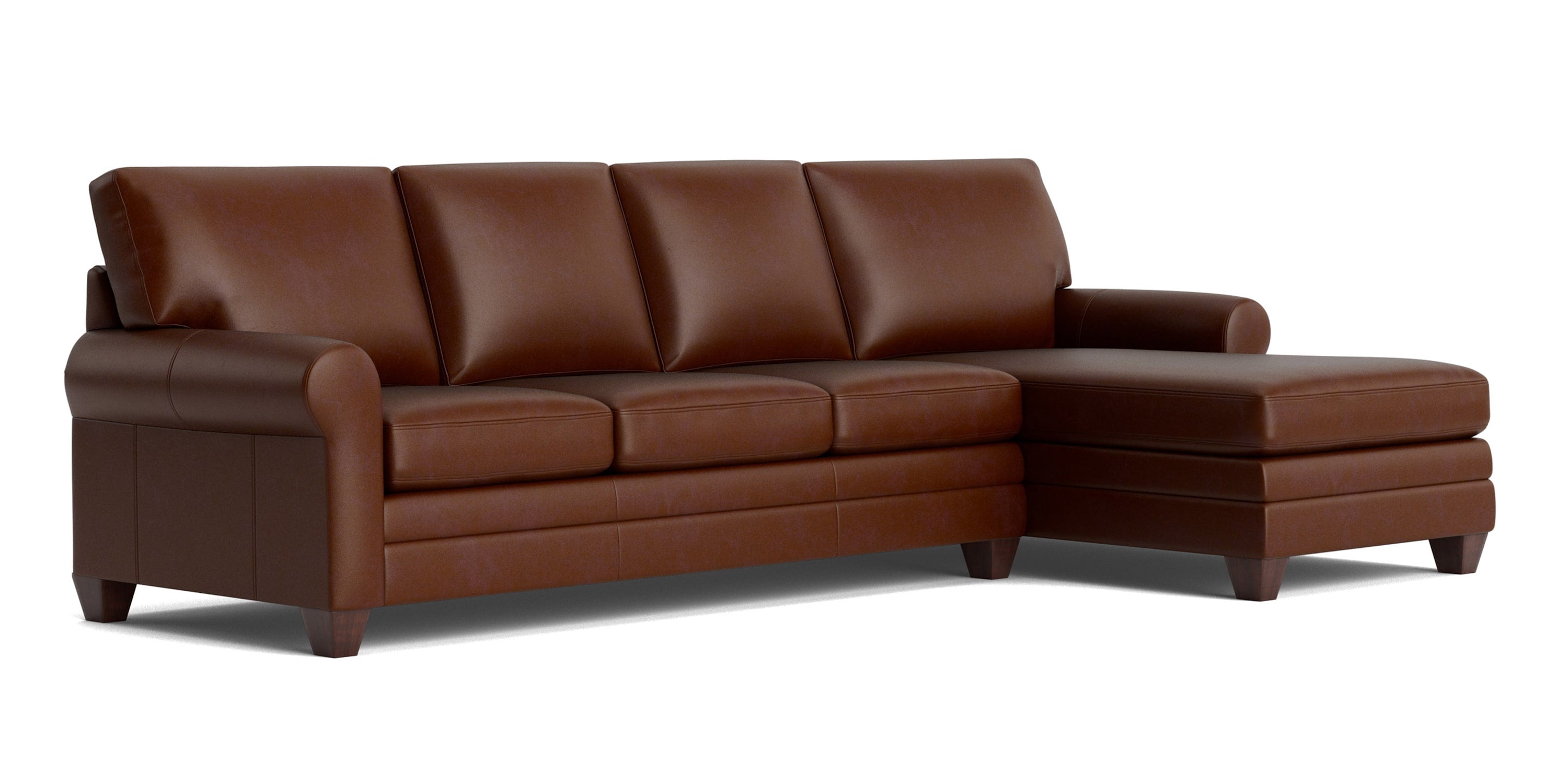 Carolina Leather Roll Arm Chaise Sectional Bassett